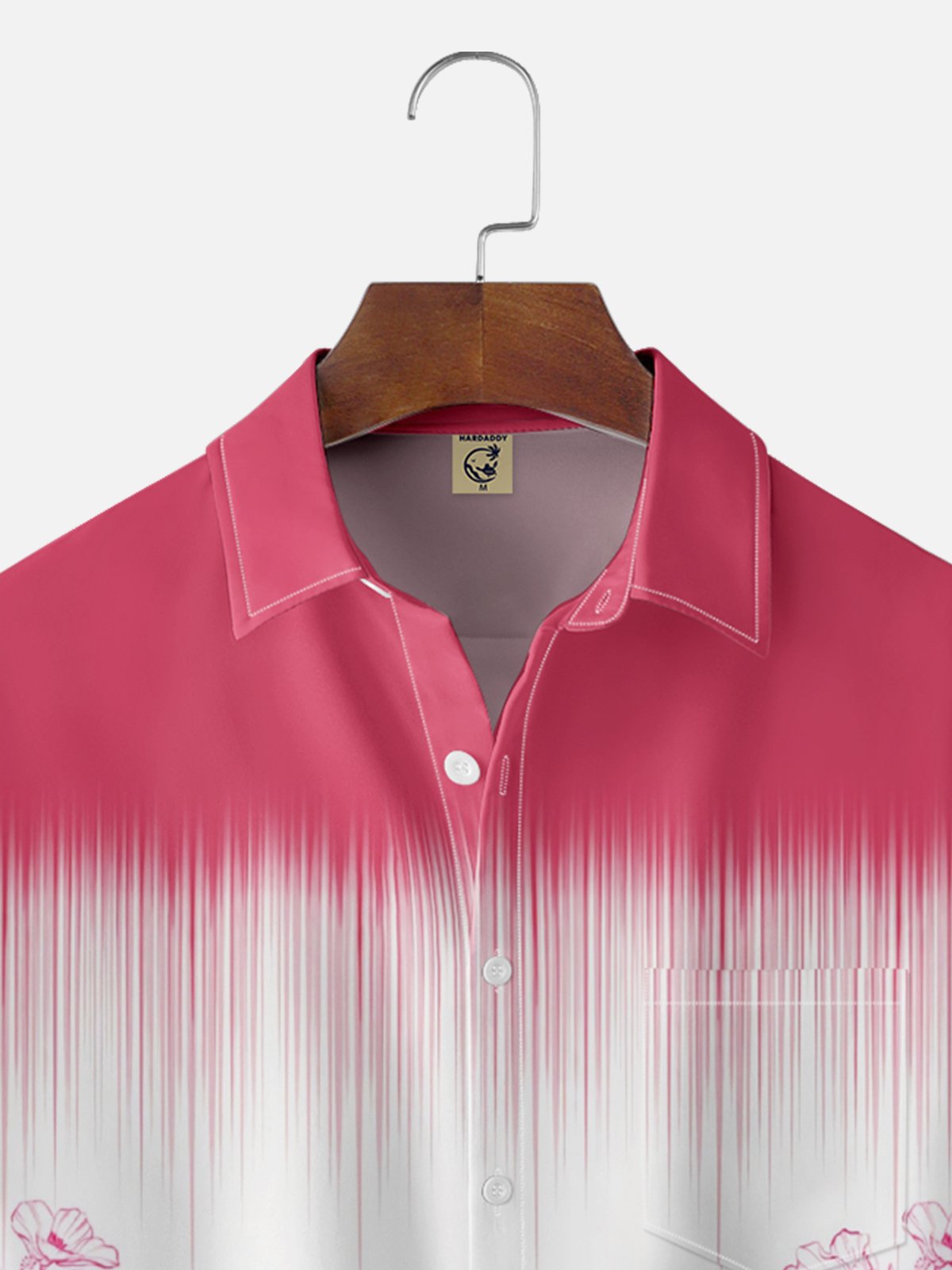 Moisture Wicking Ombre Rose Chest Pocket Hawaiian Shirt