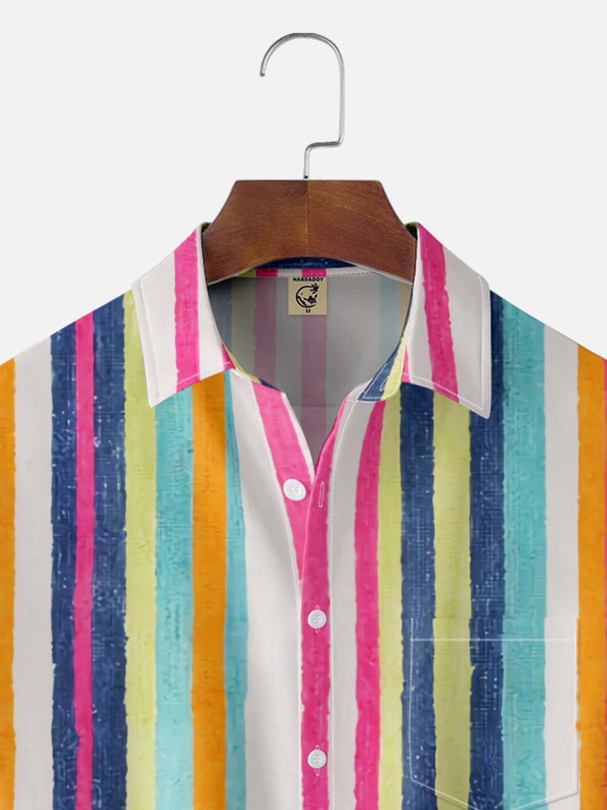 Moisture Wicking Geometric Stripes Chest Pocket Hawaiian Shirt