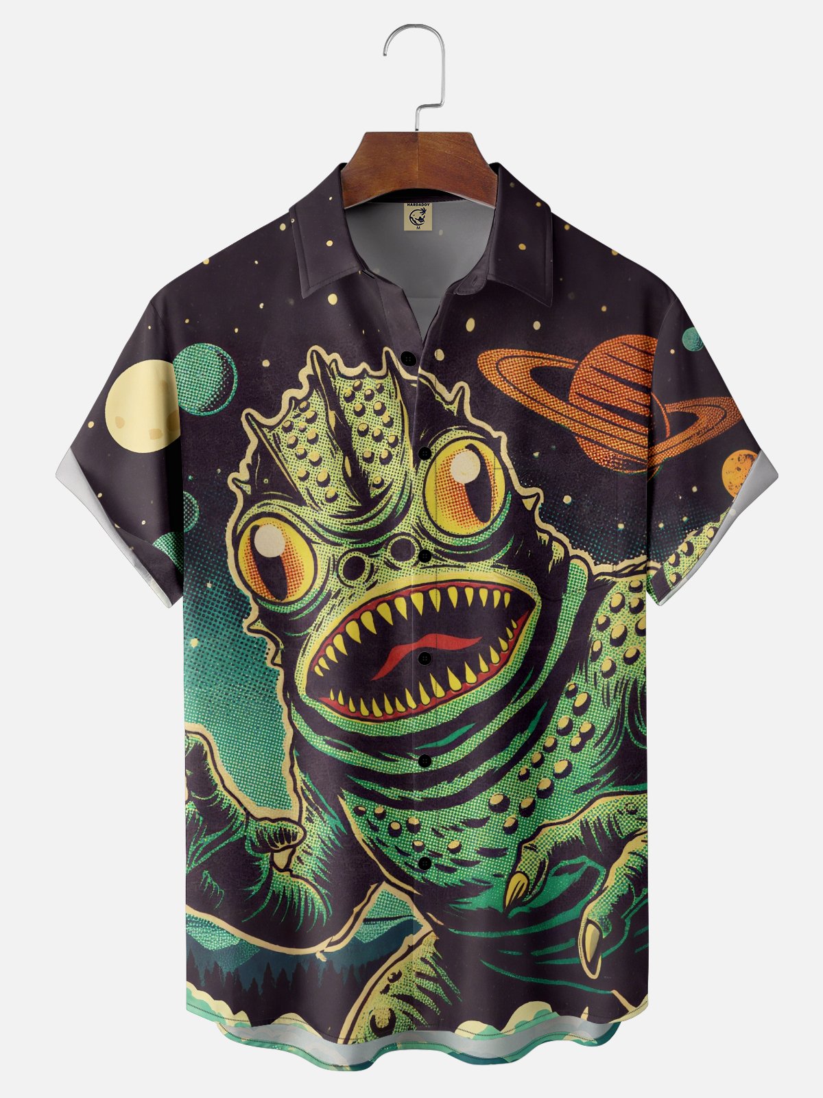 Moisture-Wicking Monster Universe Chest Pocket Hawaiian Shirt
