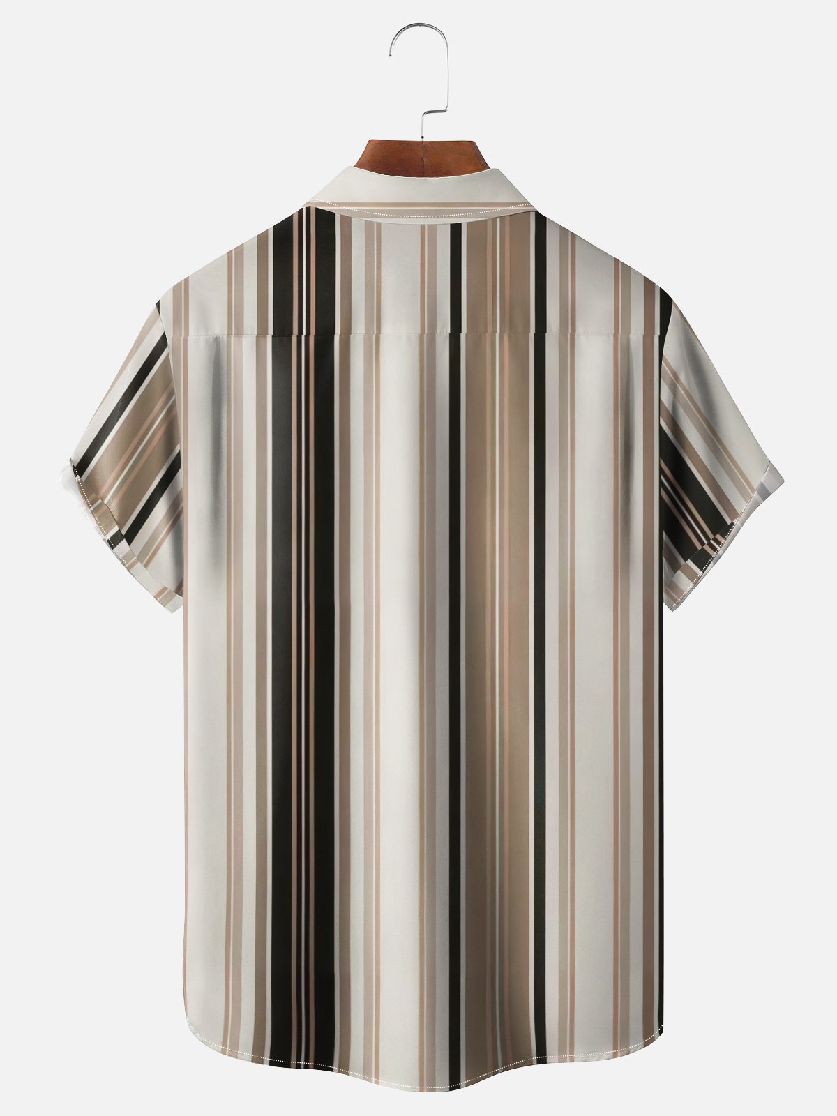 Moisture Wicking Geometric Stripes Chest Pocket Hawaiian Shirt