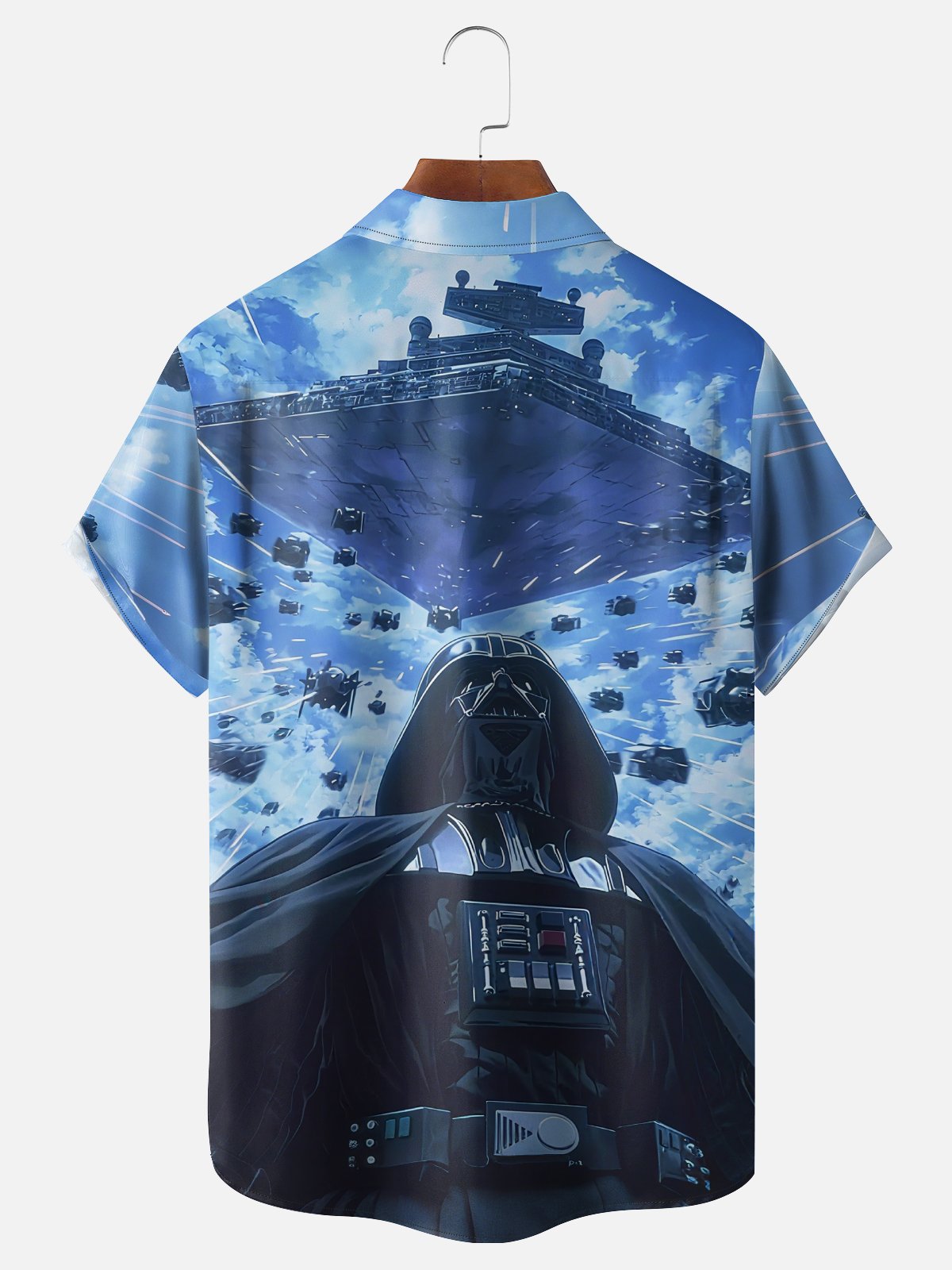 Moisture Wicking Star Robot Chest Pocket Hawaiian Shirt
