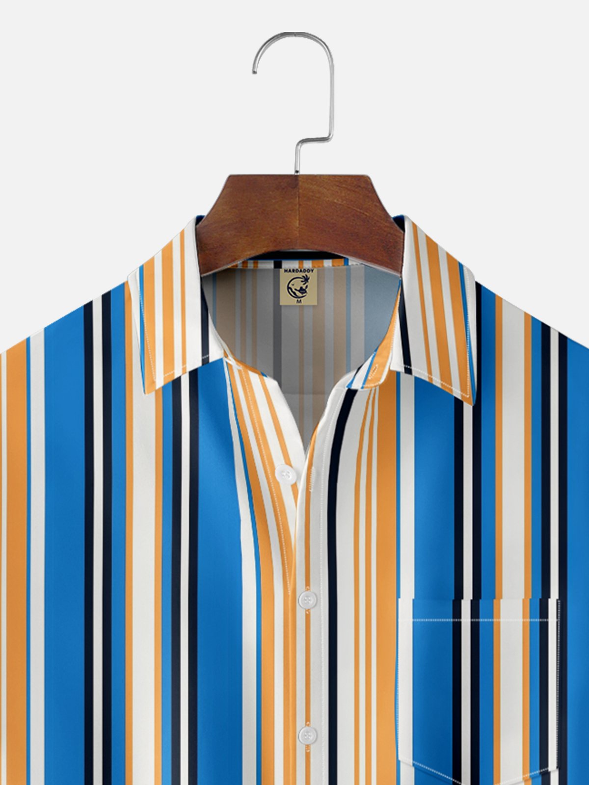 Moisture Wicking Geometric Stripes Chest Pocket Hawaiian Shirt