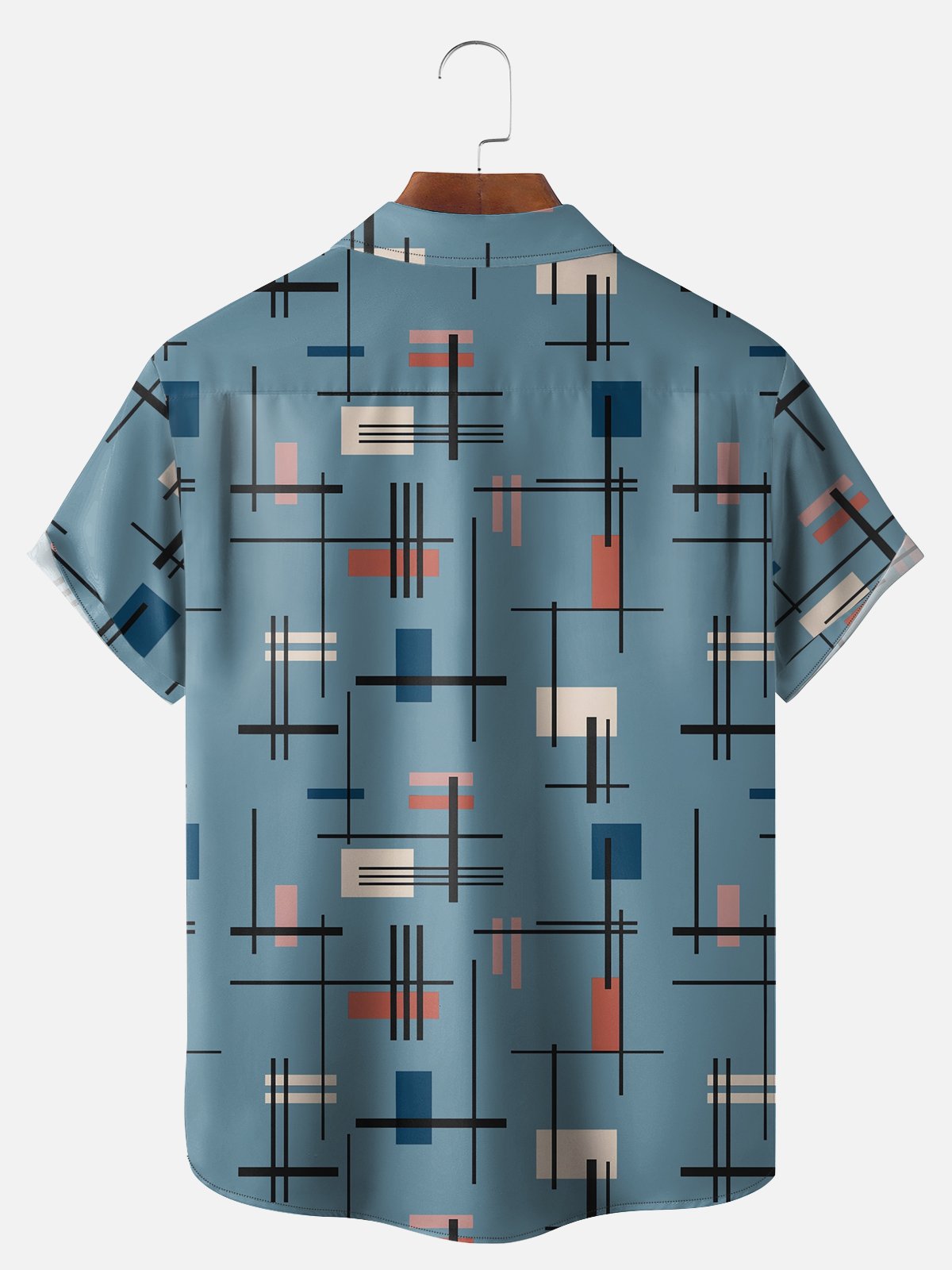 Big Size Moisture-wicking Geometric Chest Pocket Casual Shirt