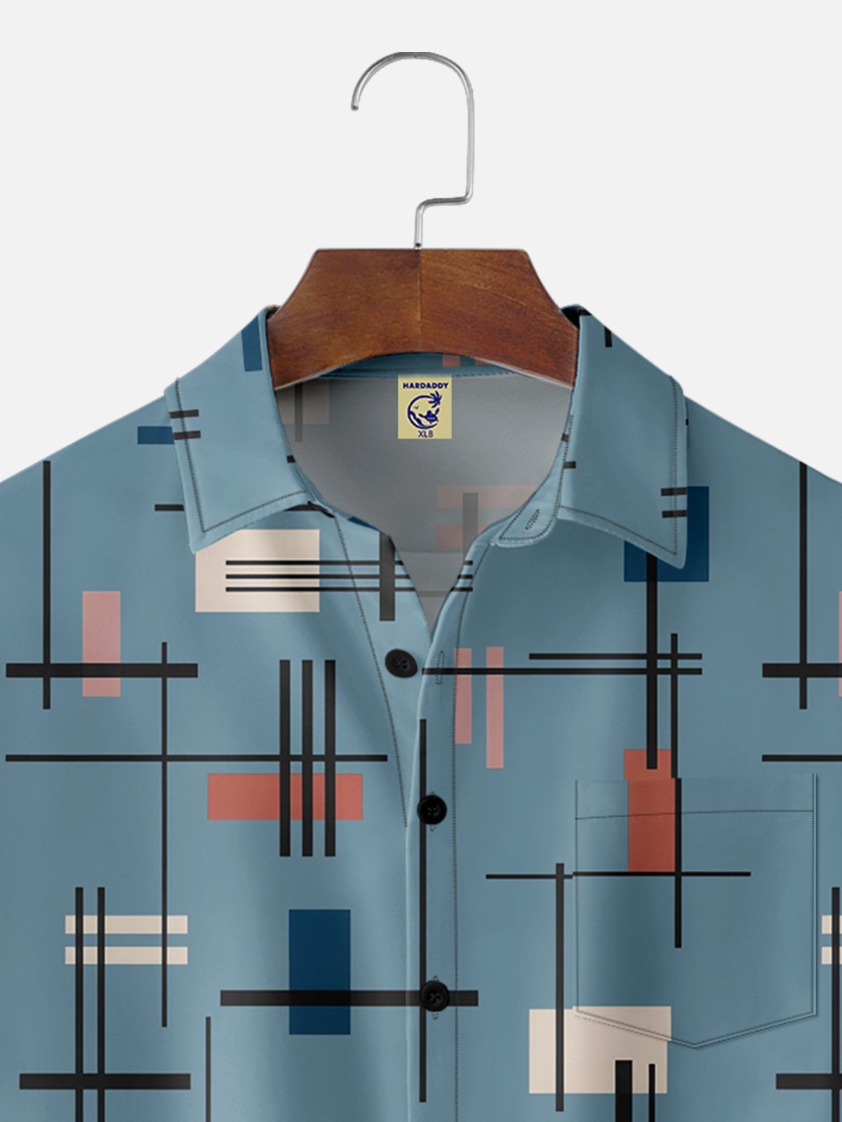 Big Size Moisture-wicking Geometric Chest Pocket Casual Shirt