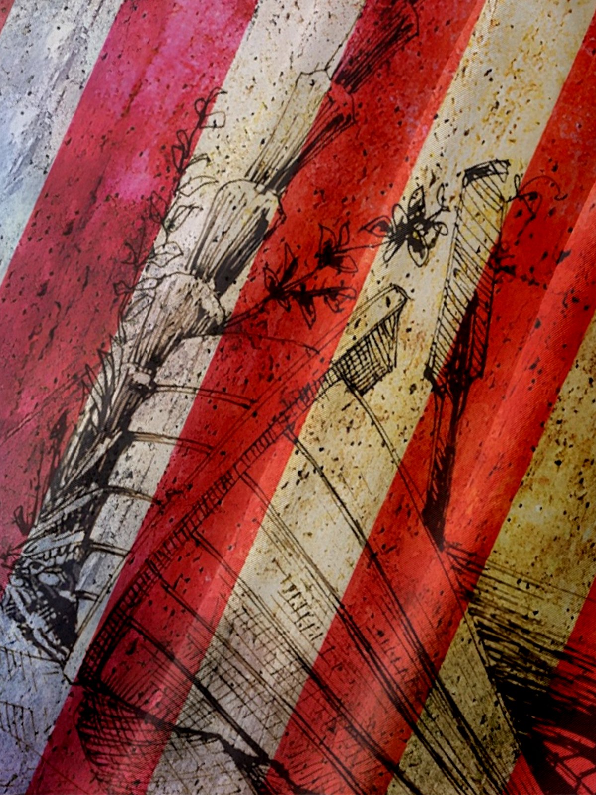 Moisture Wicking Gradient American Flag Sailboat Coconut Tree Line Drawing Chest Pocket Hawaiian Shirt