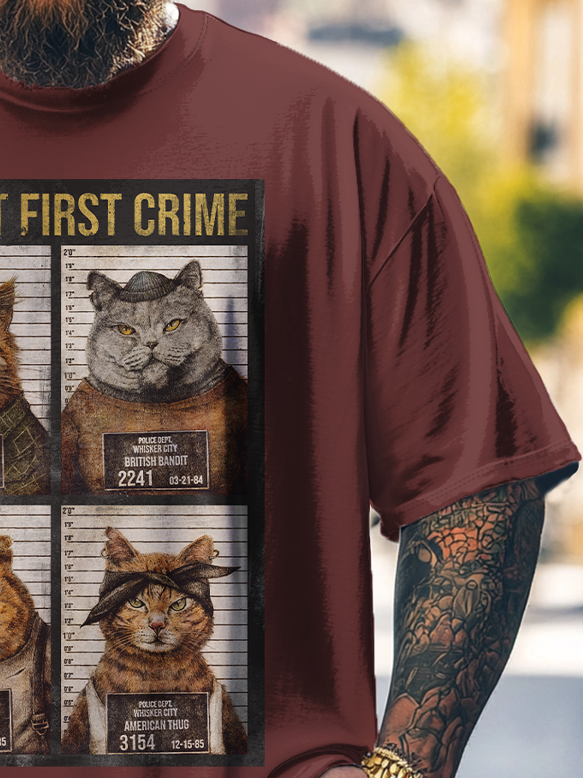 Hardaddy x Mikekoubou Big Size Men's Cat Funny Photo Art Loose T-shirt