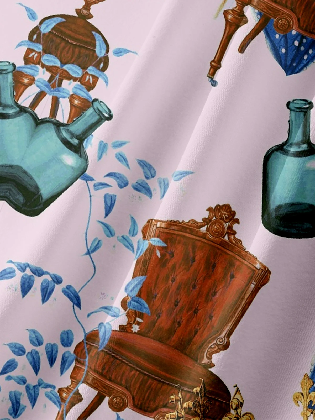 Hardaddy X Emmar Studio Moisture Wicking Vintage Plant Sofa Chair Wine Bottle Chest Pocket Hawaiian Shirt