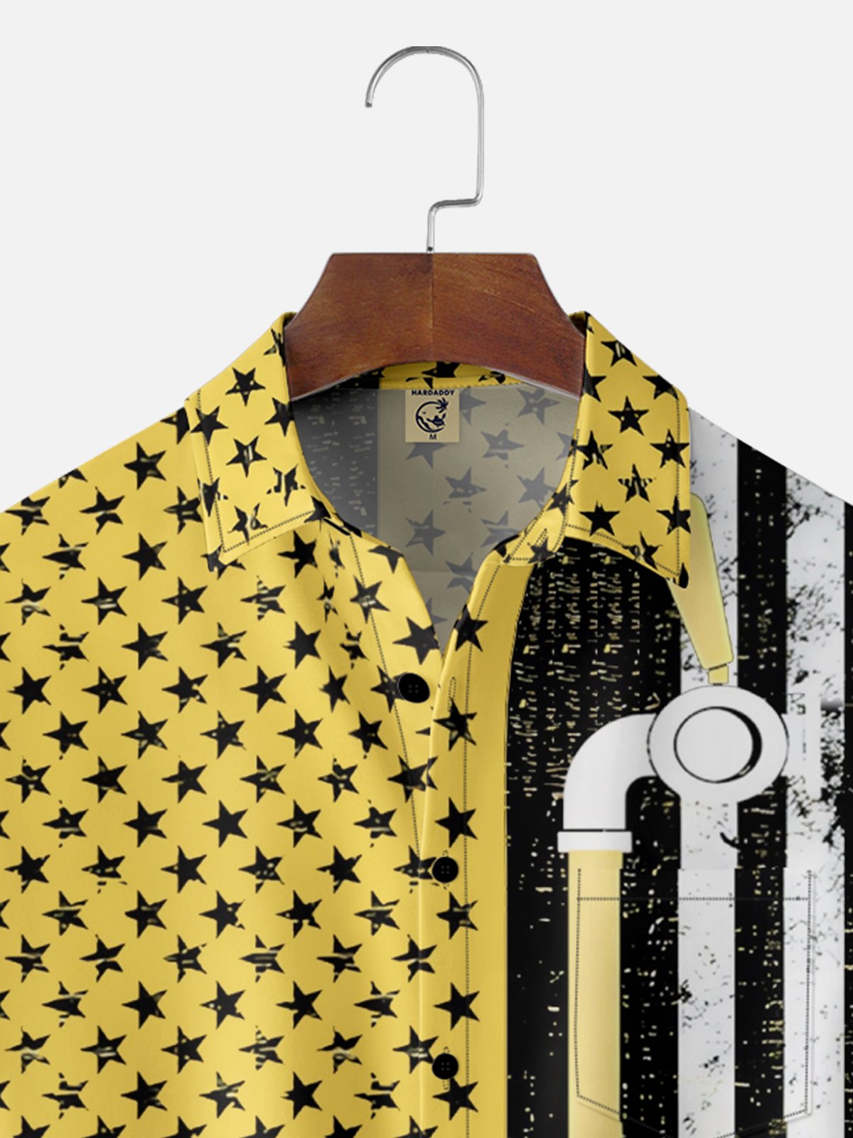 Moisture Wicking Retro Fun Beer Festival American Flag Chest Pocket Hawaiian Shirt