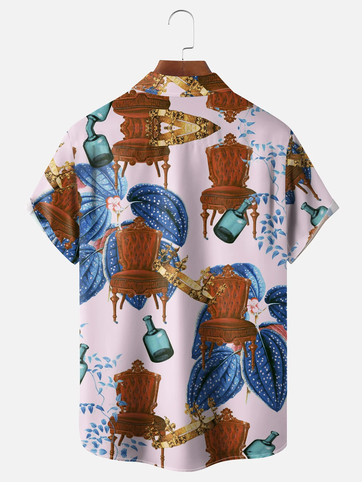 Hardaddy X Emmar Studio Moisture Wicking Vintage Plant Sofa Chair Wine Bottle Chest Pocket Hawaiian Shirt