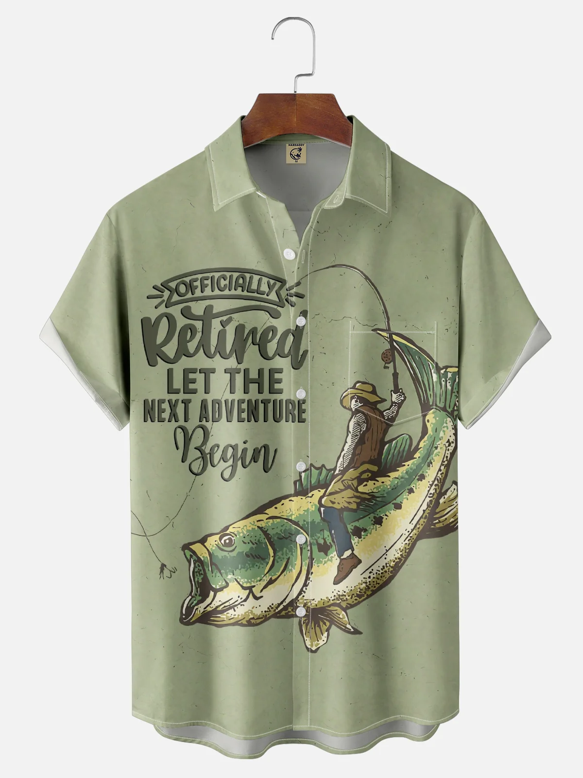 Moisture-wicking Retired Fishing Chest Pocket Casual Shirt