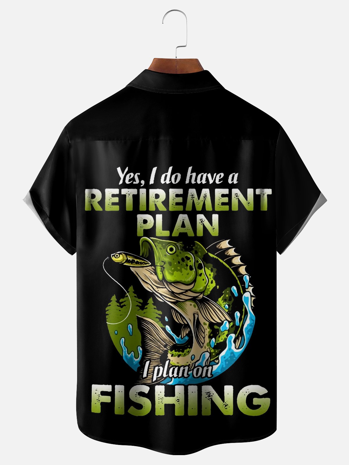 Moisture-wicking Retired Fishing Chest Pocket Hawaiian Shirt