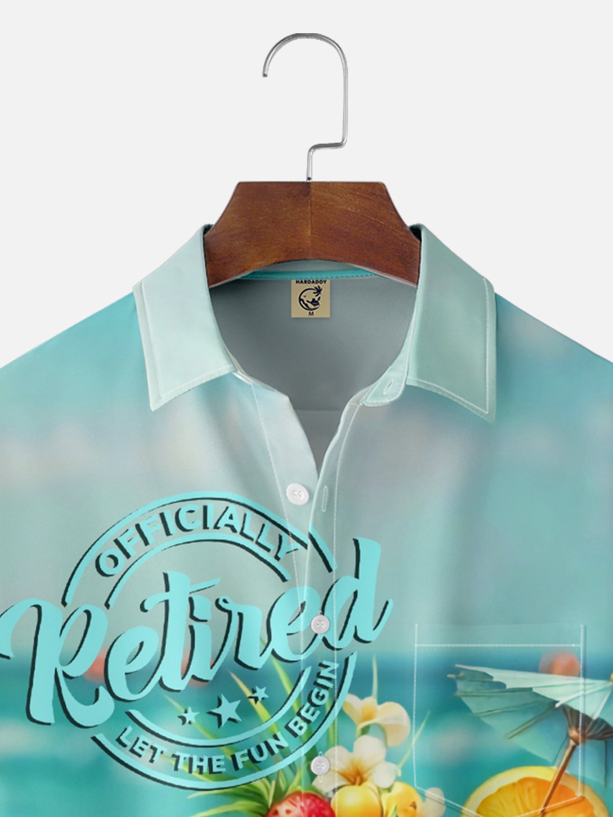 Moisture-wicking Retired Cocktail Fruits Chest Pocket Hawaiian Shirt