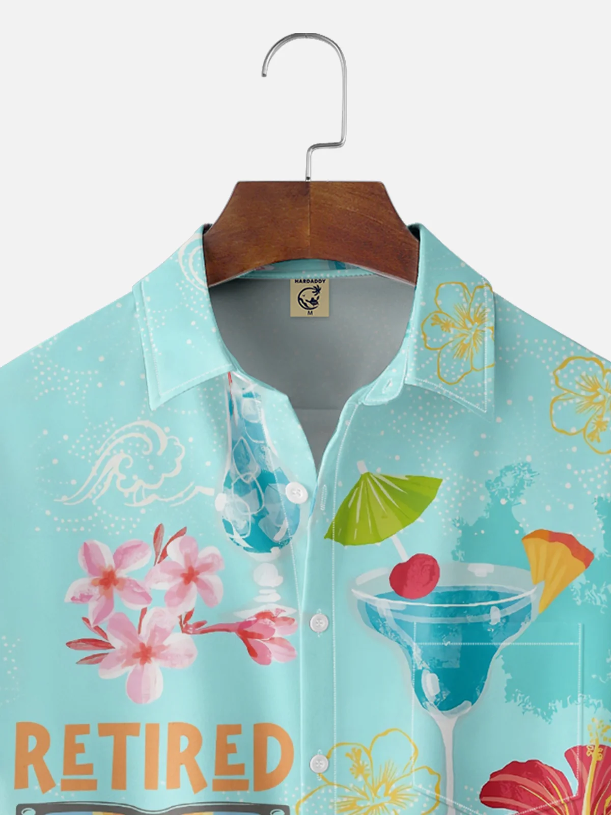 Moisture-wicking Cocktail Tiki Retired Chest Pocket Hawaiian Shirt