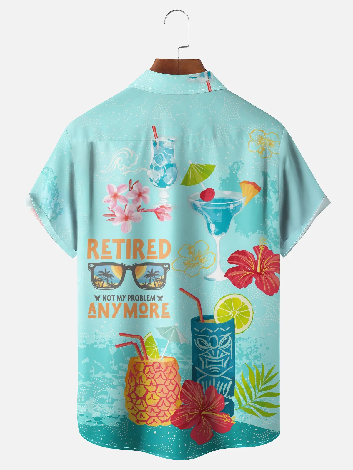 Moisture-wicking Cocktail Tiki Retired Chest Pocket Hawaiian Shirt