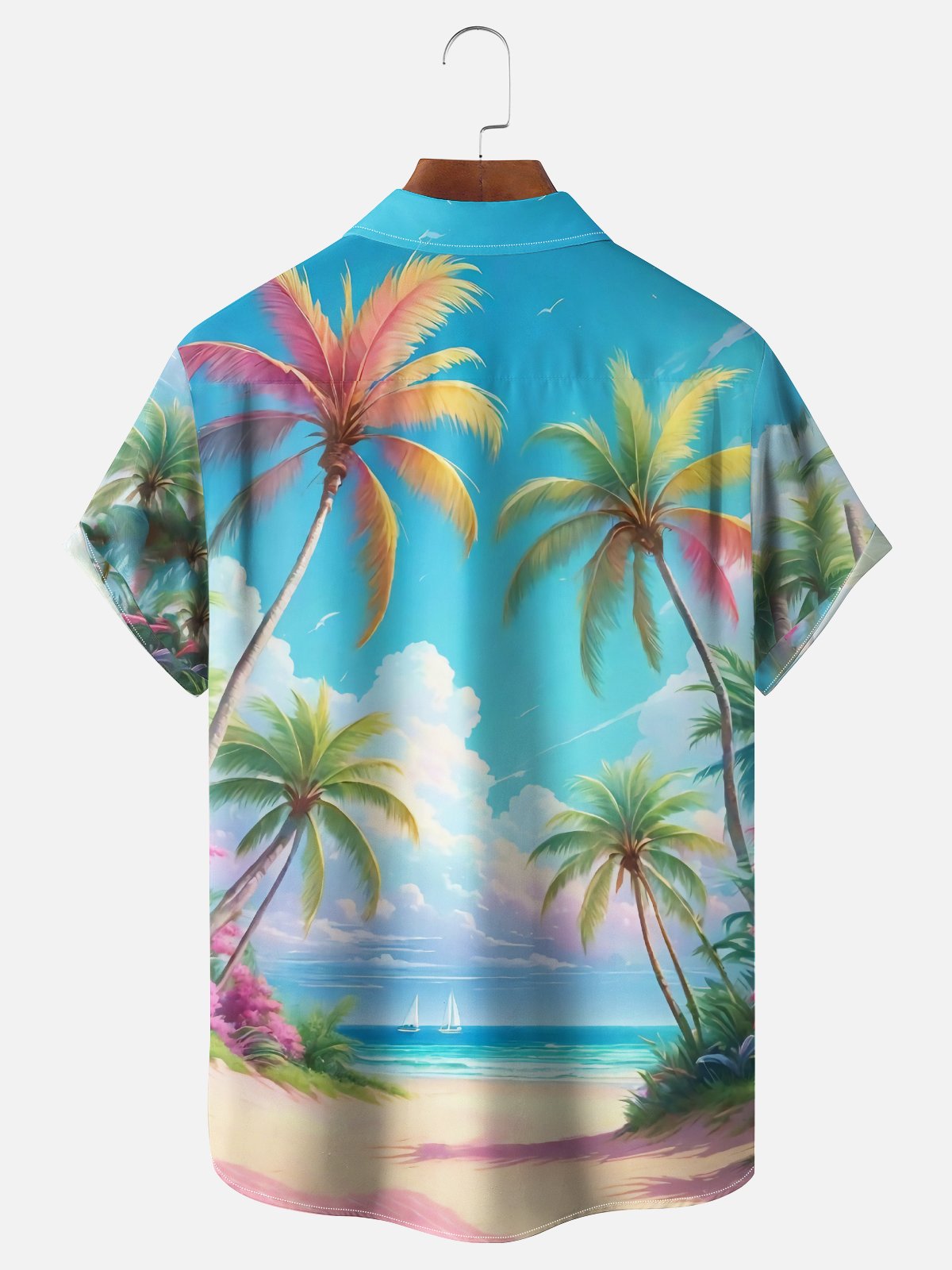 Moisture-wicking Palm Tree Retired Fishing Chest Pocket Hawaiian Shirt