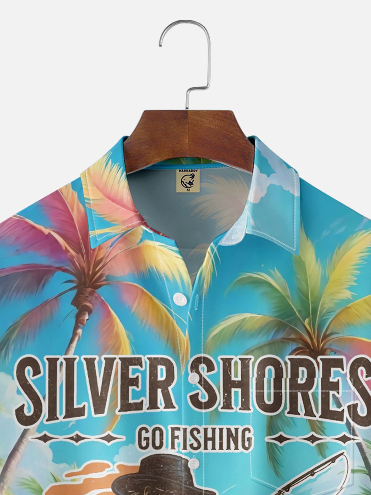 Moisture-wicking Palm Tree Retired Fishing Chest Pocket Hawaiian Shirt