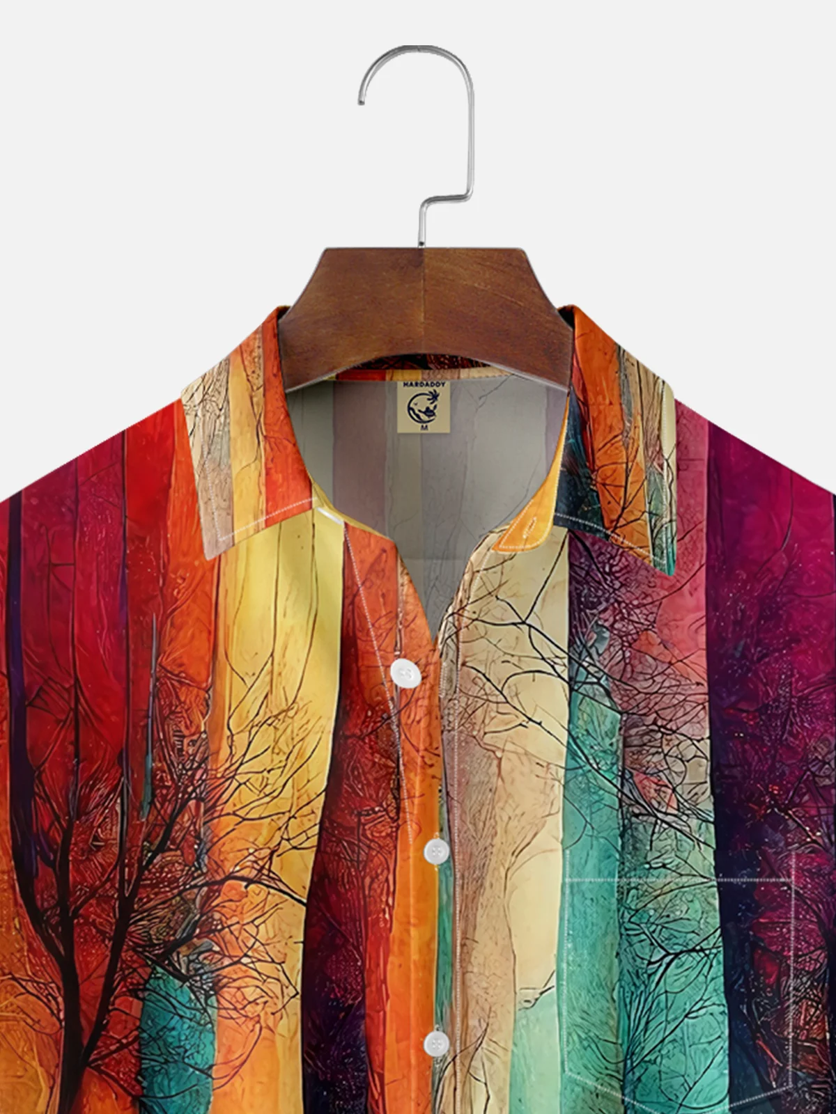 Tall Size Moisture-wicking Abstract Art Plant Painting Chest Pocket Casual Shirt