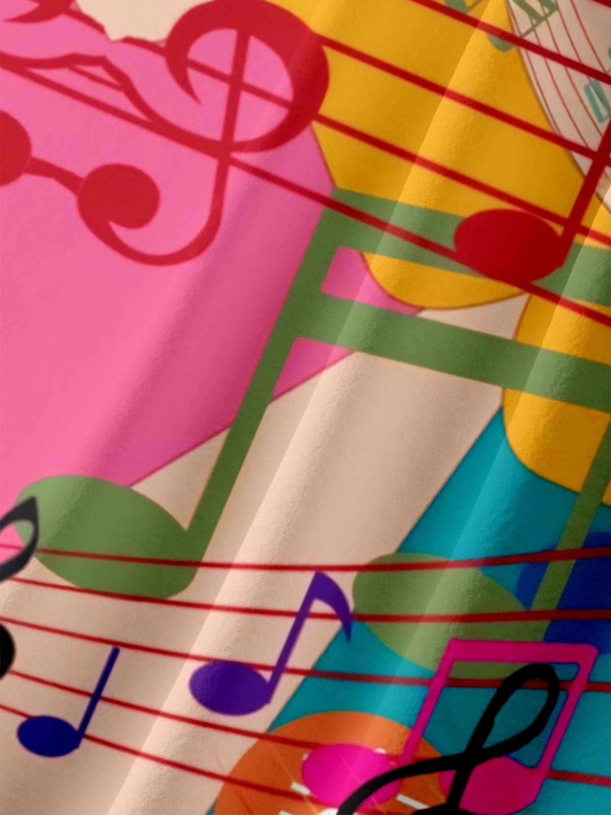Moisture-wicking Music Notes Chest Pocket Casual Shirt