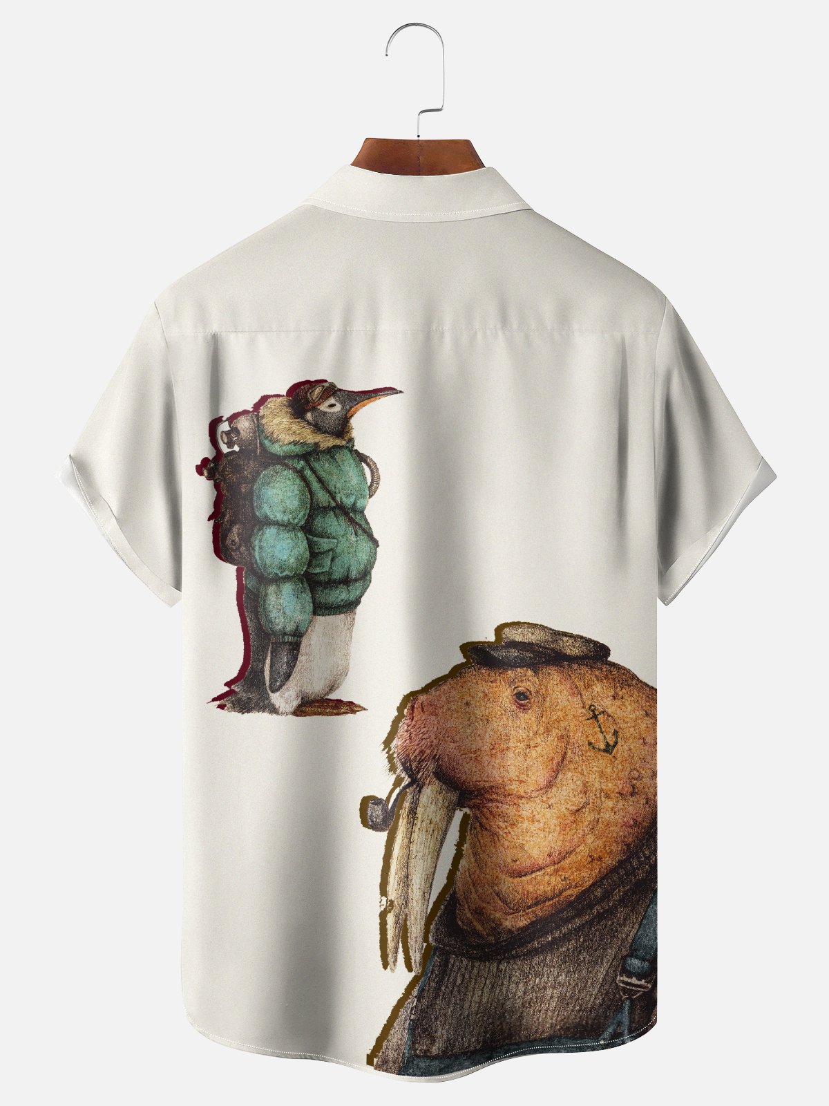 Hardaddy x Mikekoubou Moisture Wicking Art Penguin Walrus Chest Pocket Hawaiian Shirt