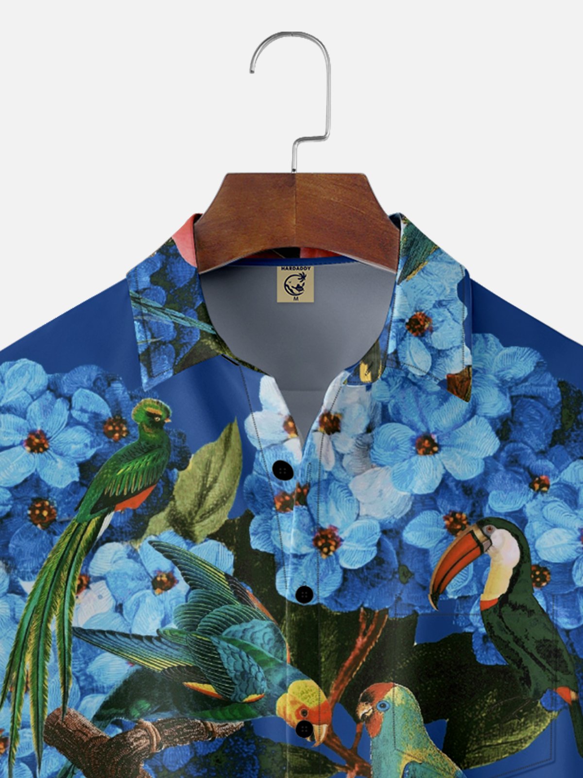 Hardaddy X Emmar Studio Moisture Wicking Vintage Tropical Plants Flamingo Toucan Parrot Chest Pocket Hawaiian Shirt