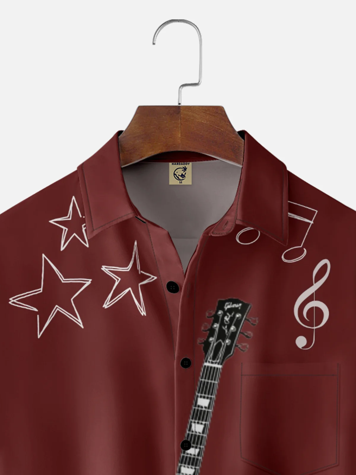 Moisture-wicking Music Guitar Chest Pocket Casual Shirt