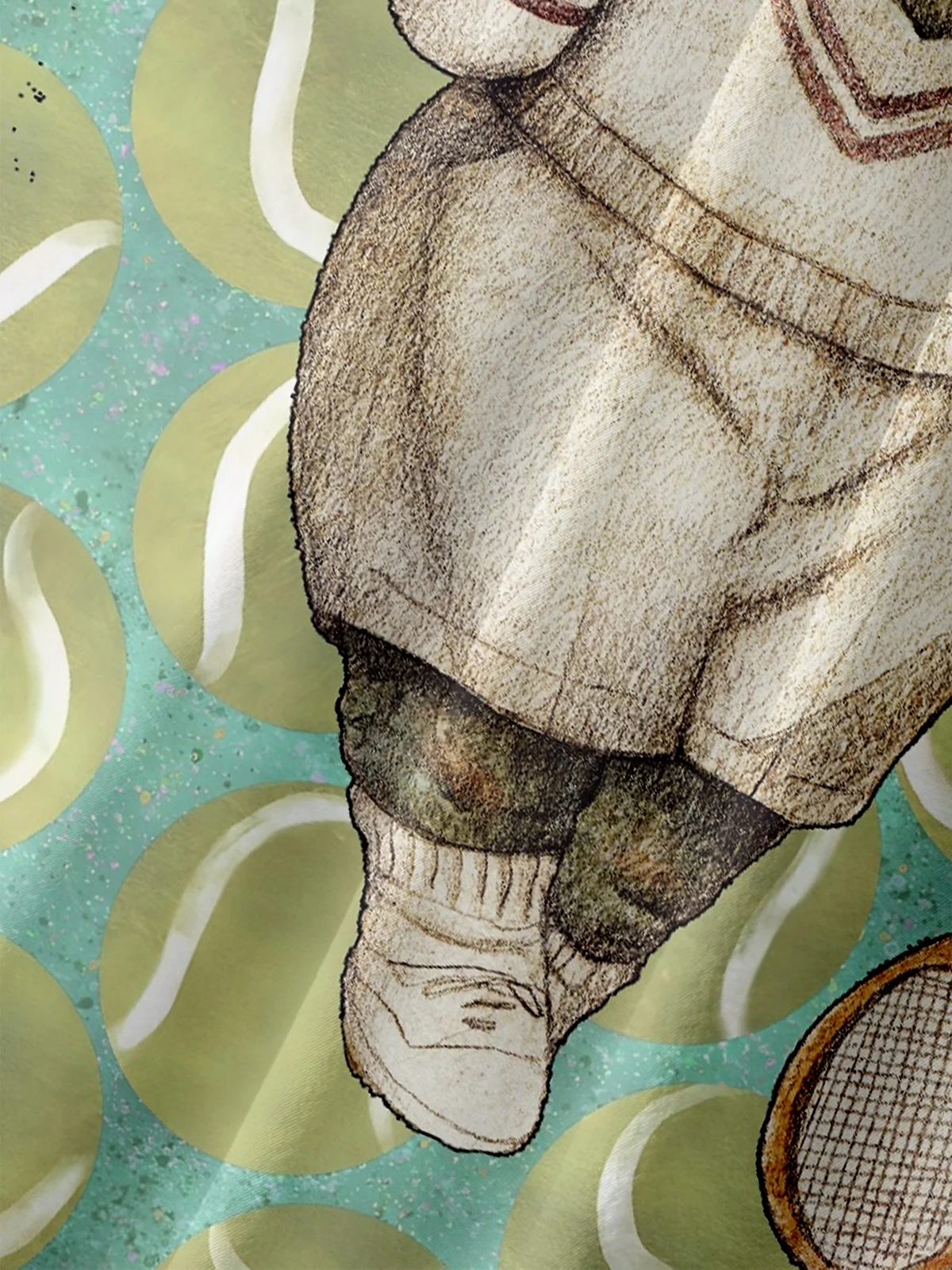 Hardaddy x Mikekoubou Moisture Wicking Art Elephant Playing Tennis Chest Pocket Hawaiian Shirt