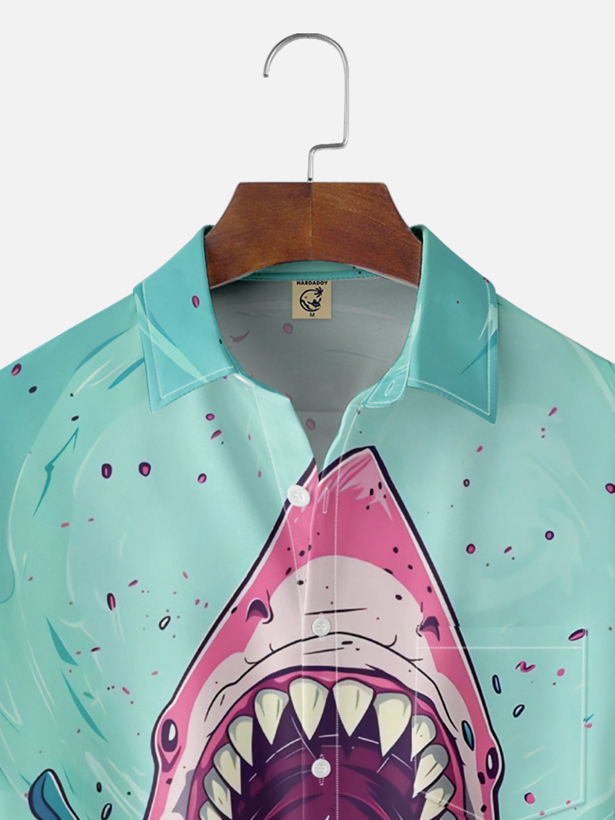 Moisture Wicking Ocean Animals Shark Chest Pocket Hawaiian Shirt