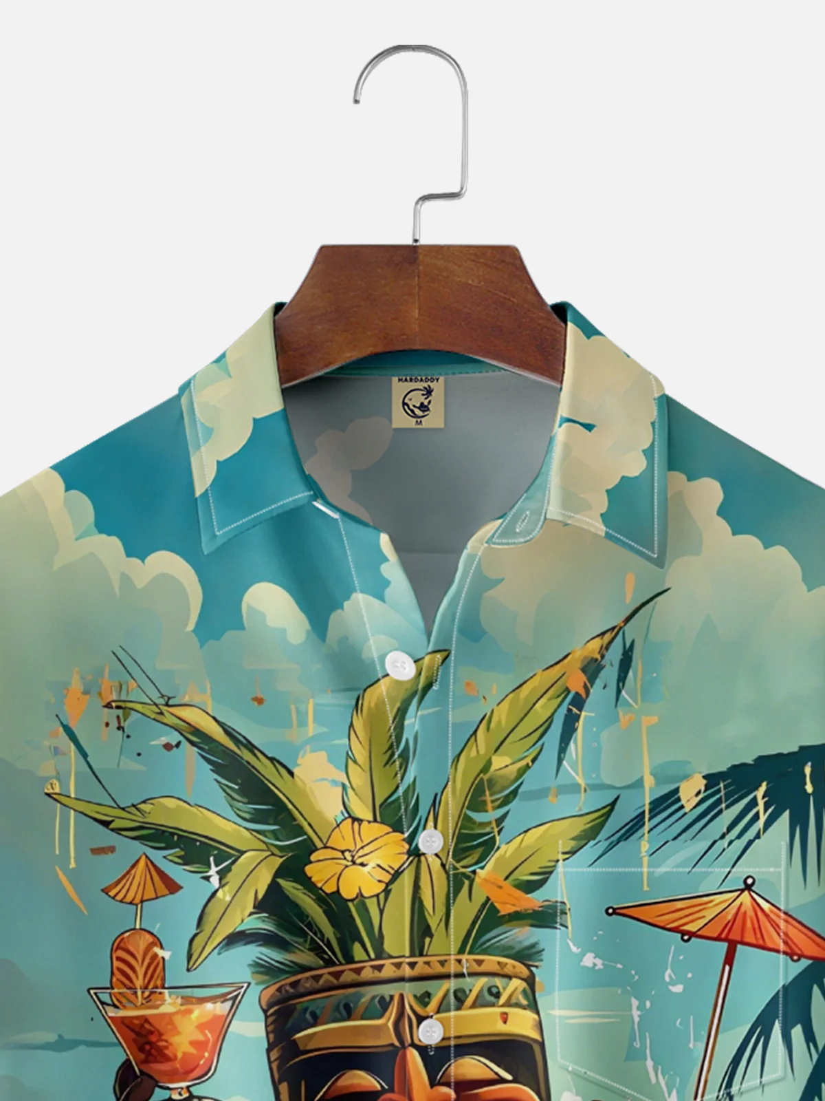 Moisture Wicking TiKi Beach Cocktail Chest Pocket Hawaiian Shirt