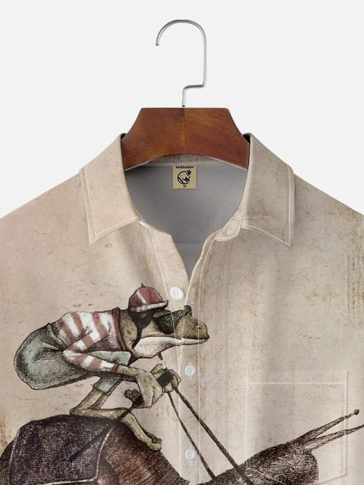 Hardaddy x Mikekoubou Moisture Wicking Art Tree Frog Riding A Snail Chest Pocket Hawaiian Shirt