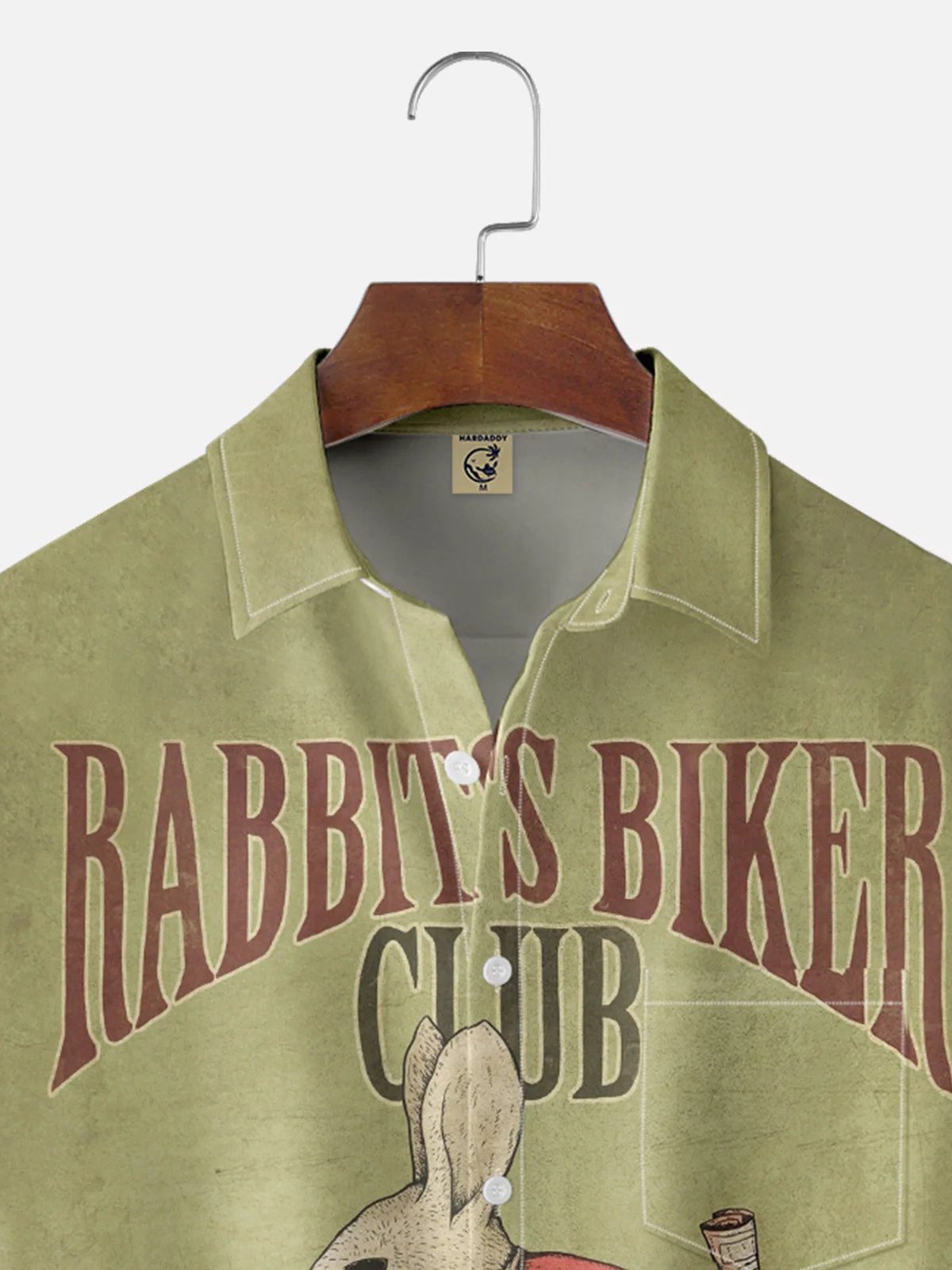 Hardaddy x Mikekoubou Moisture Wicking Art Rabbit On A bicycle Chest Pocket Hawaiian Shirt