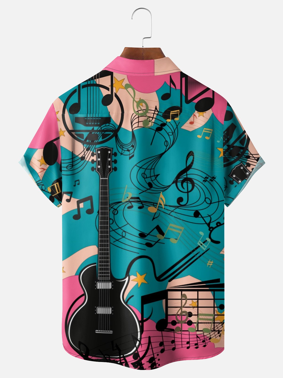 Moisture-wicking Music Guitar Chest Pocket Casual Shirt