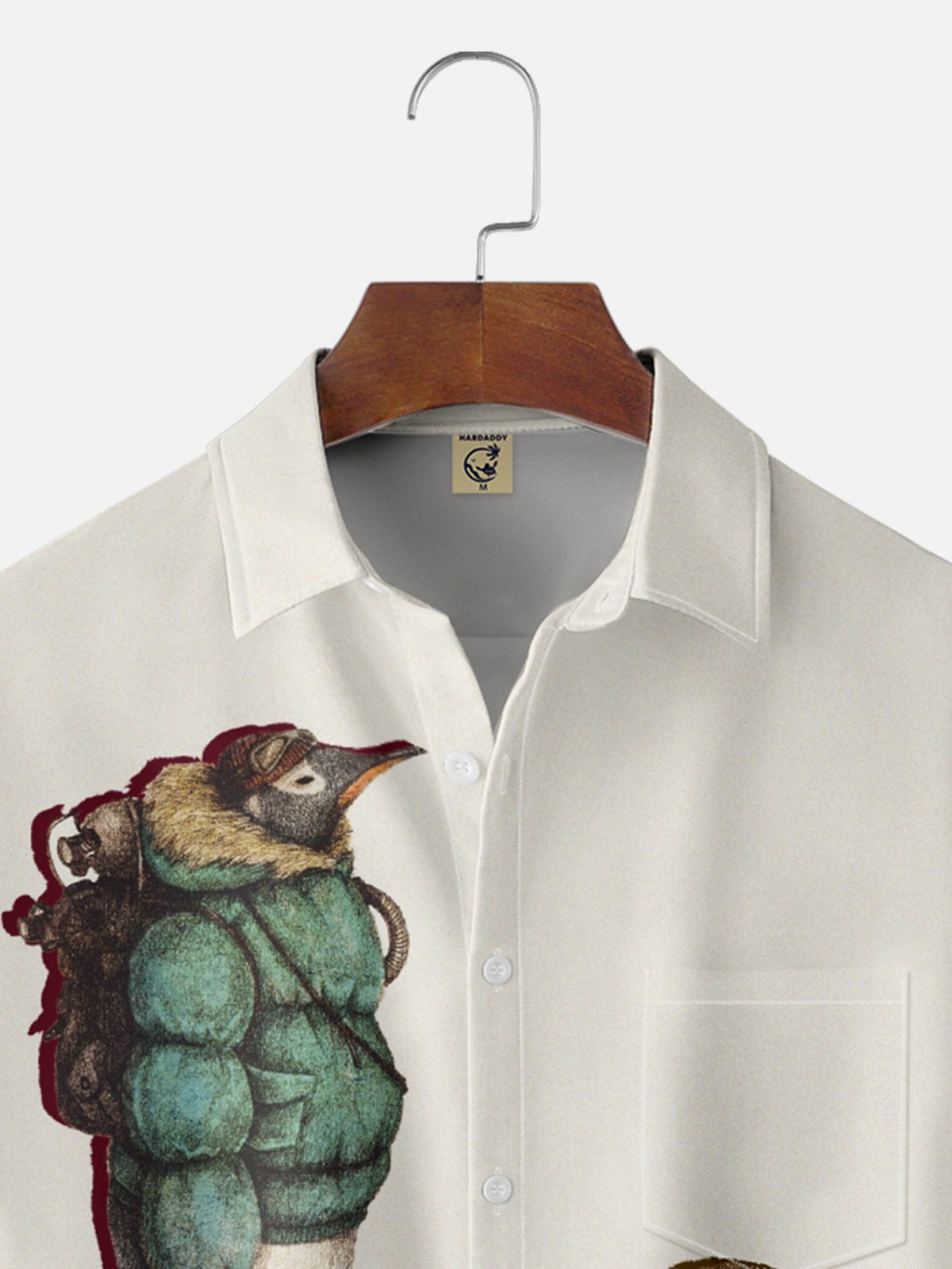 Hardaddy x Mikekoubou Moisture Wicking Art Penguin Walrus Chest Pocket Hawaiian Shirt
