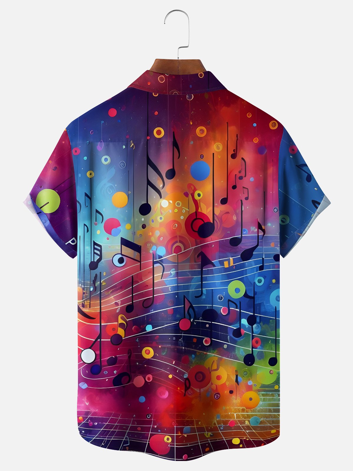 Moisture-wicking Music Notes Chest Pocket Casual Shirt