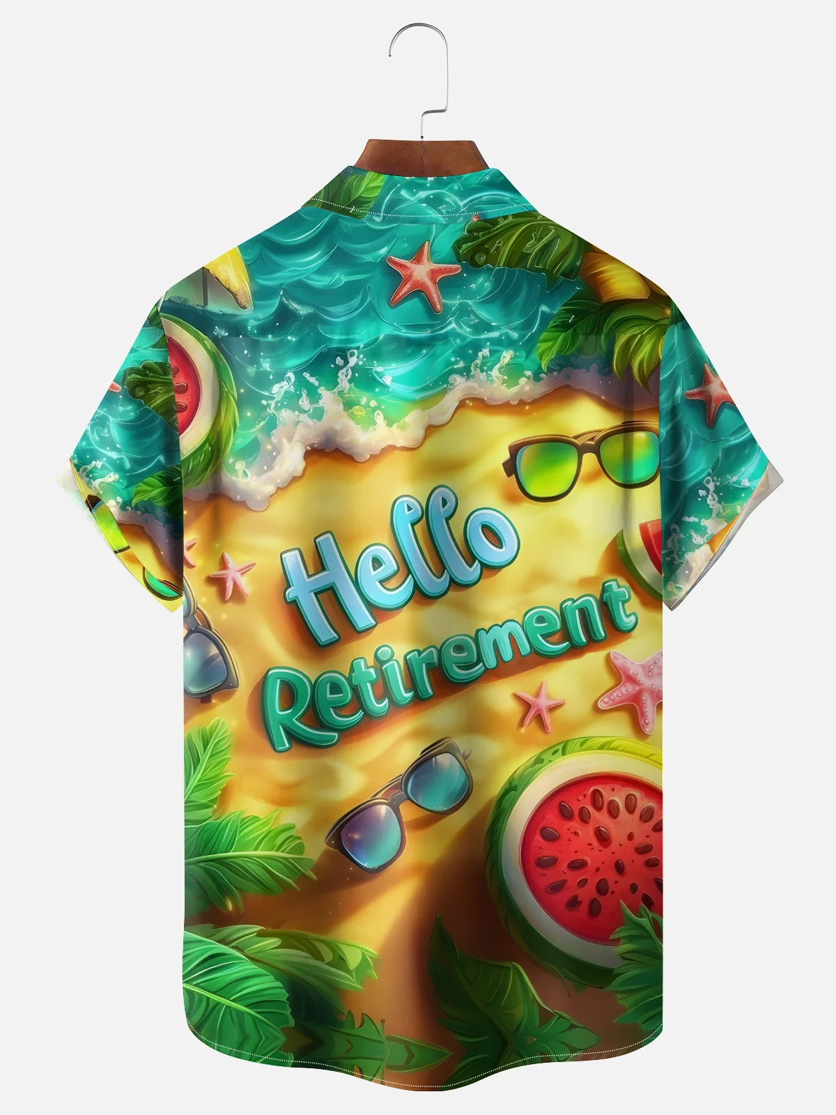 Moisture-wicking Watermelon Retirement VacationChest Pocket Hawaiian Shirt