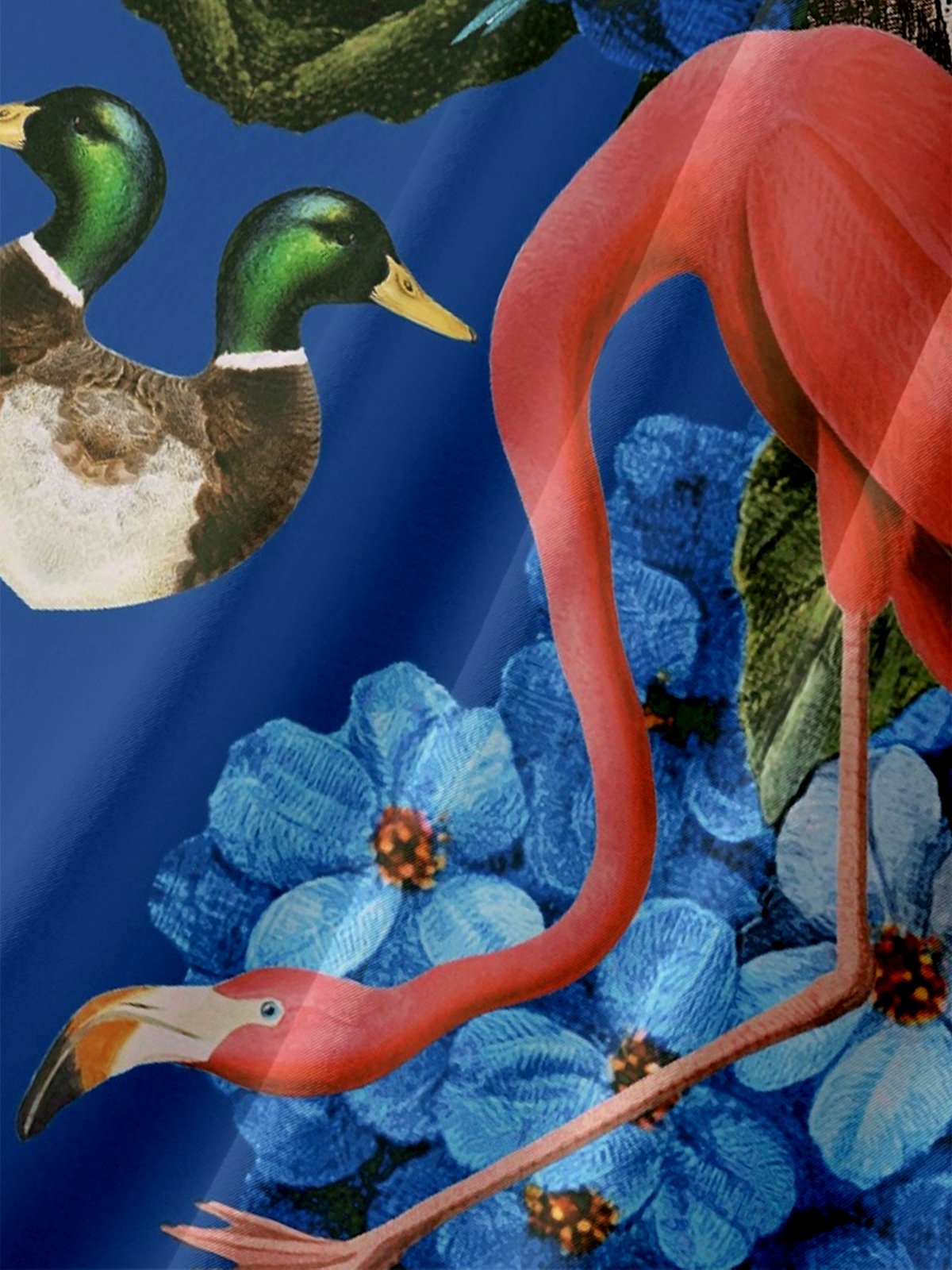 Hardaddy X Emmar Studio Moisture Wicking Vintage Tropical Plants Flamingo Toucan Parrot Chest Pocket Hawaiian Shirt