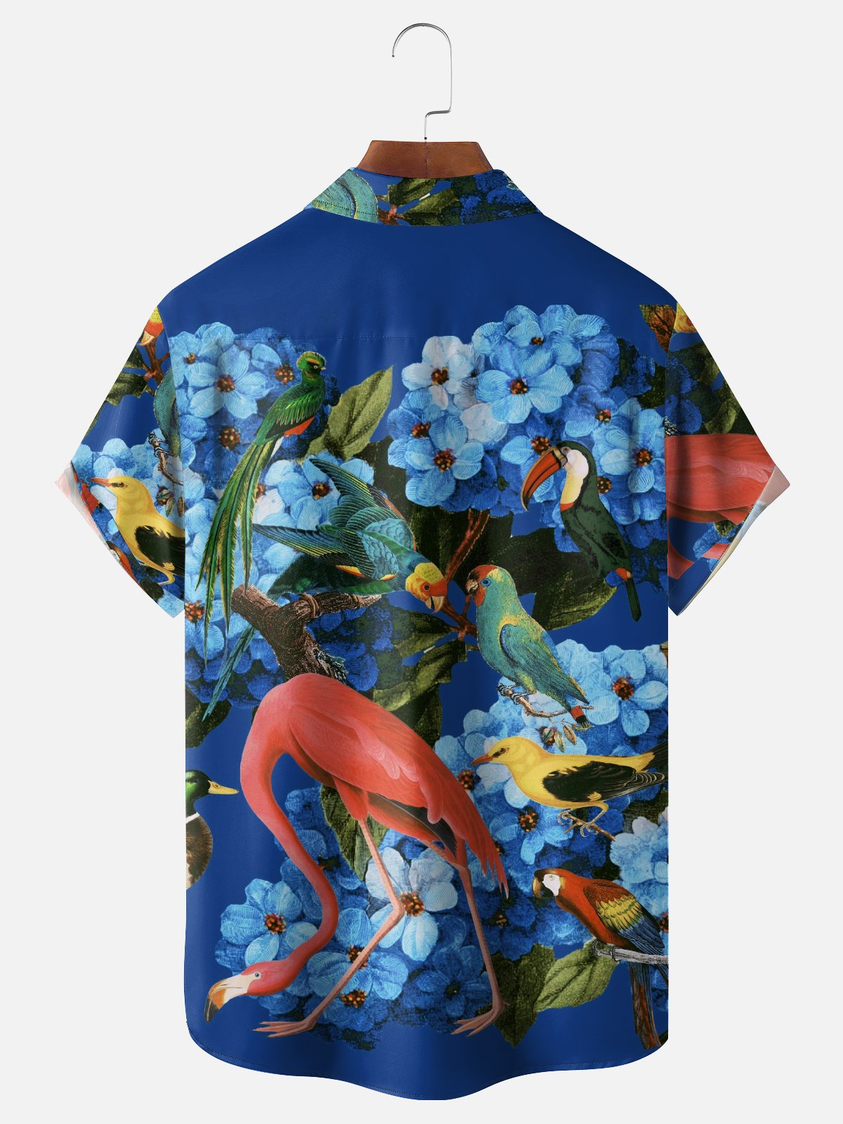 Hardaddy X Emmar Studio Moisture Wicking Vintage Tropical Plants Flamingo Toucan Parrot Chest Pocket Hawaiian Shirt