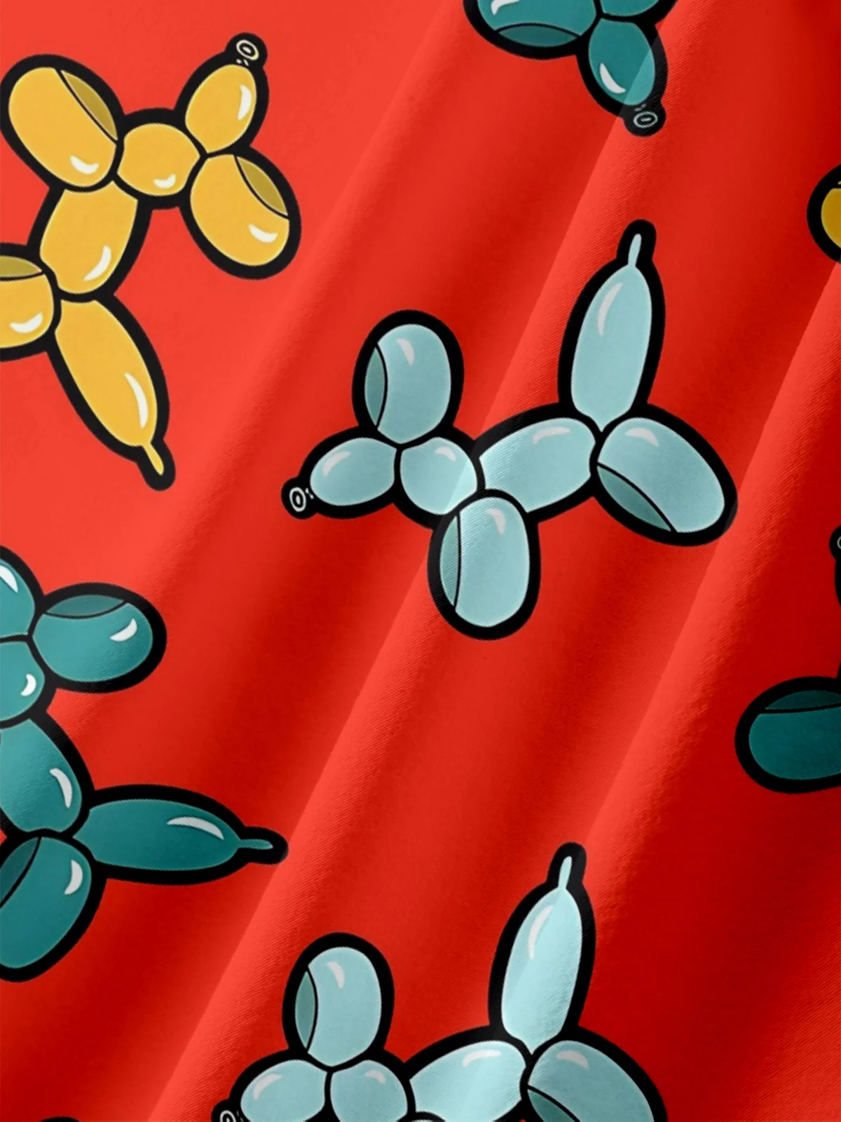 Moisture Wicking Cartoon Balloon Dog Chest Pocket Hawaiian Shirt