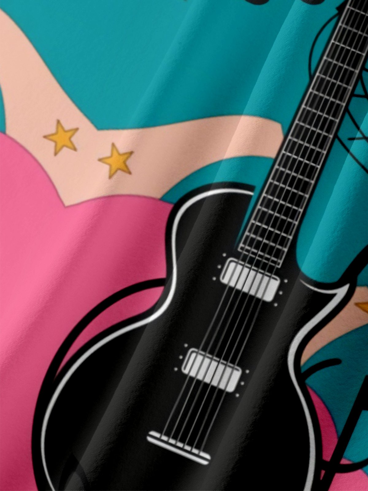 Moisture-wicking Music Guitar Chest Pocket Casual Shirt