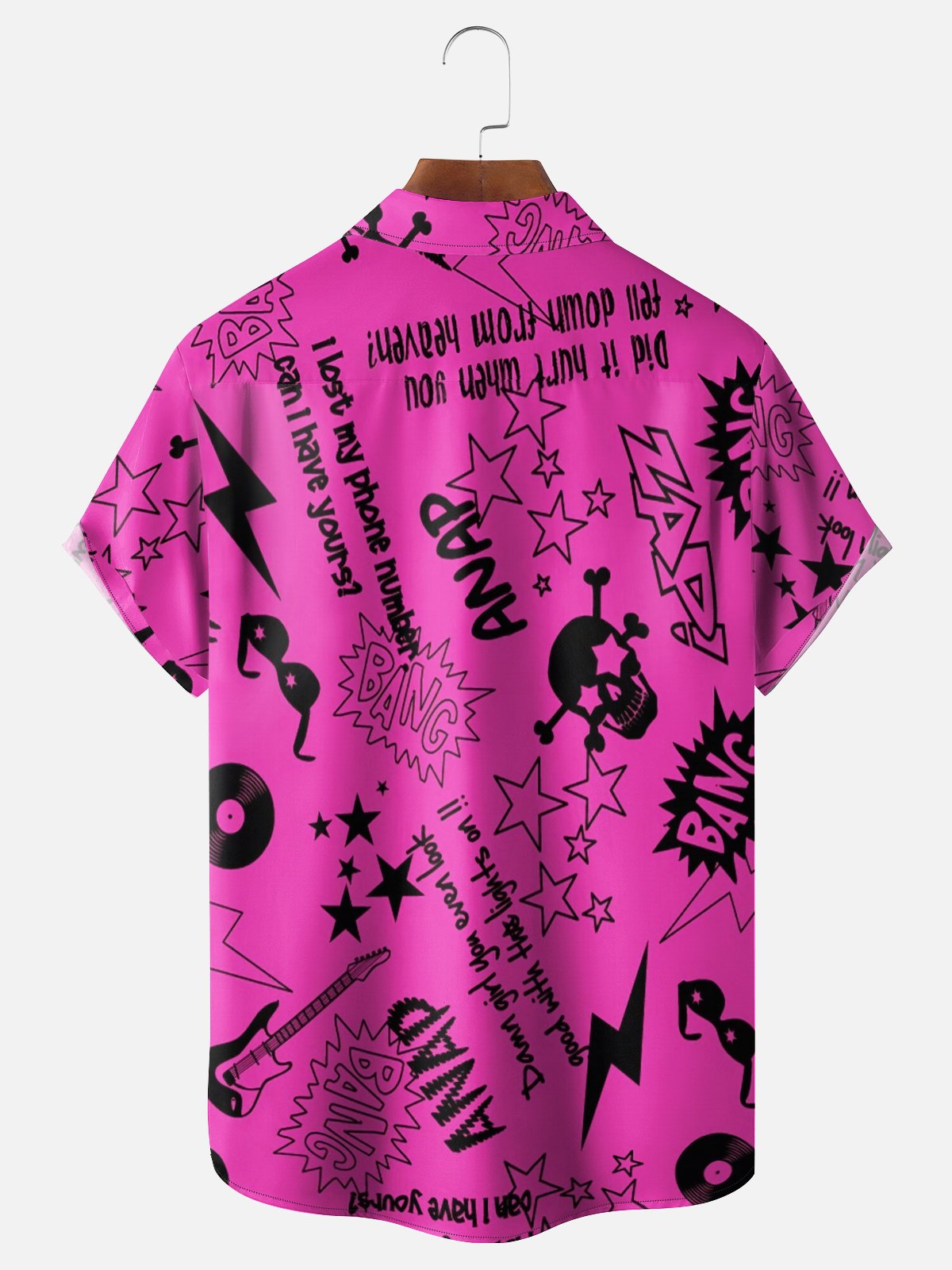 Moisture-wicking Rock Roll Music Guitar Chest Pocket Casual Shirt