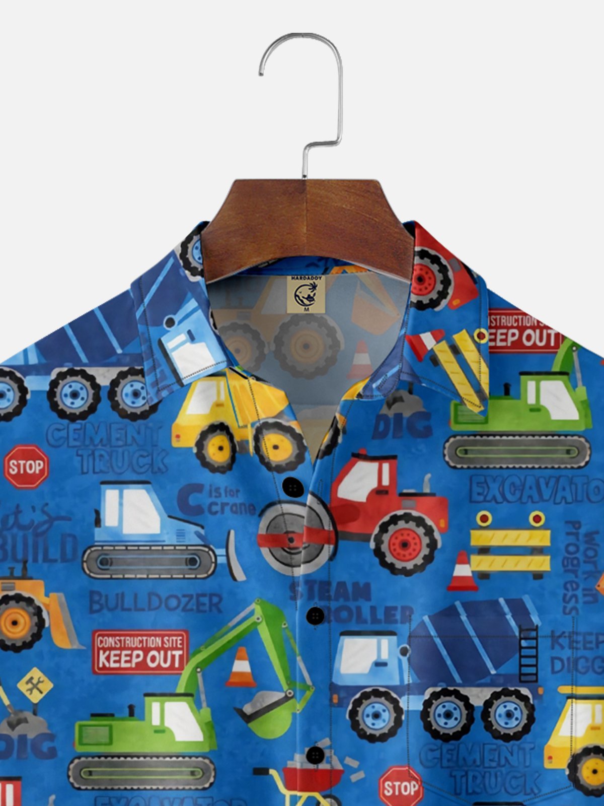 Moisture Wicking Engineering Vehicle Excavator Chest Pocket Hawaiian Shirt