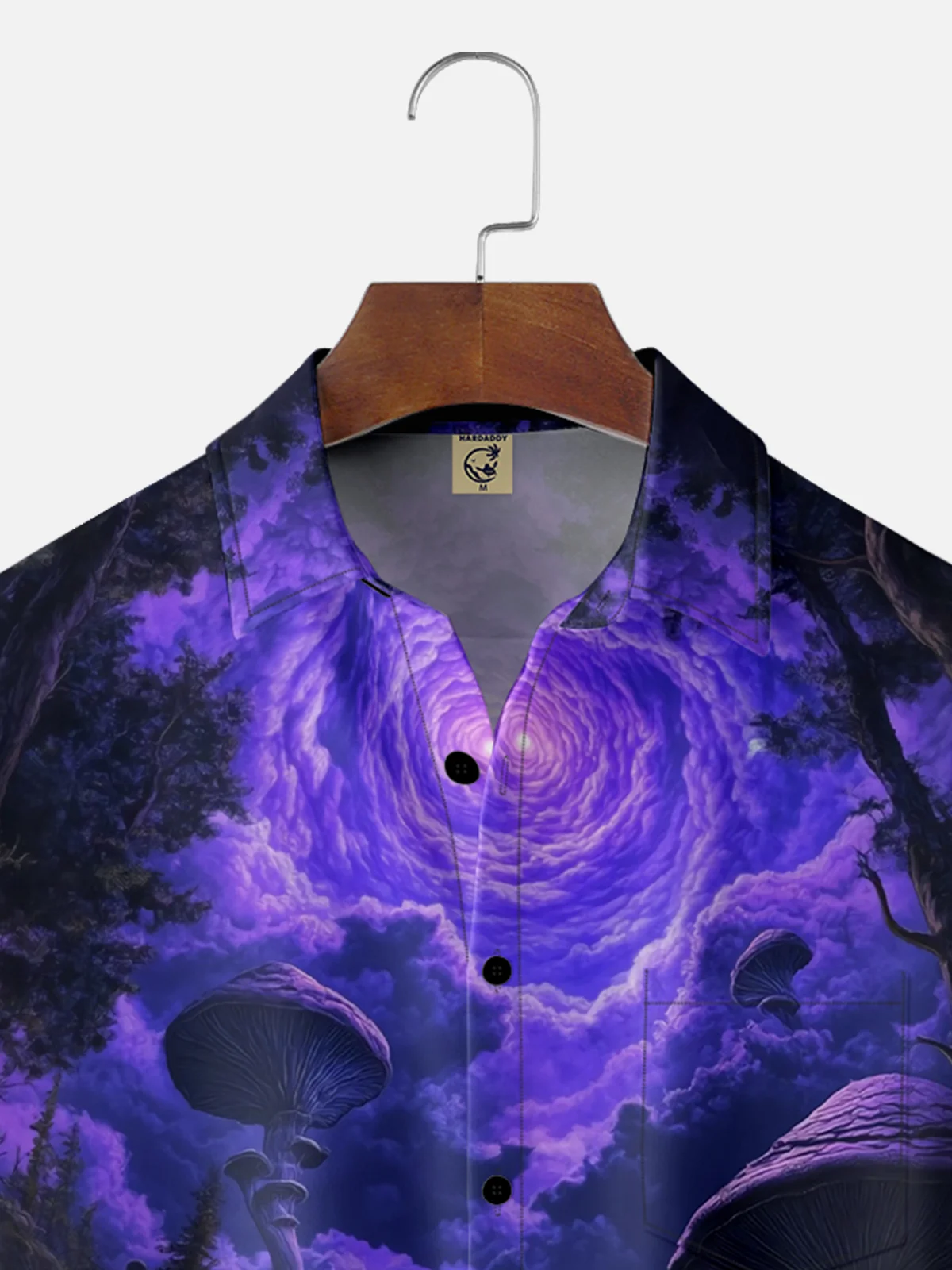 Moisture-wicking Purple Mushroom Hippie Chest Pocket Casual Shirt