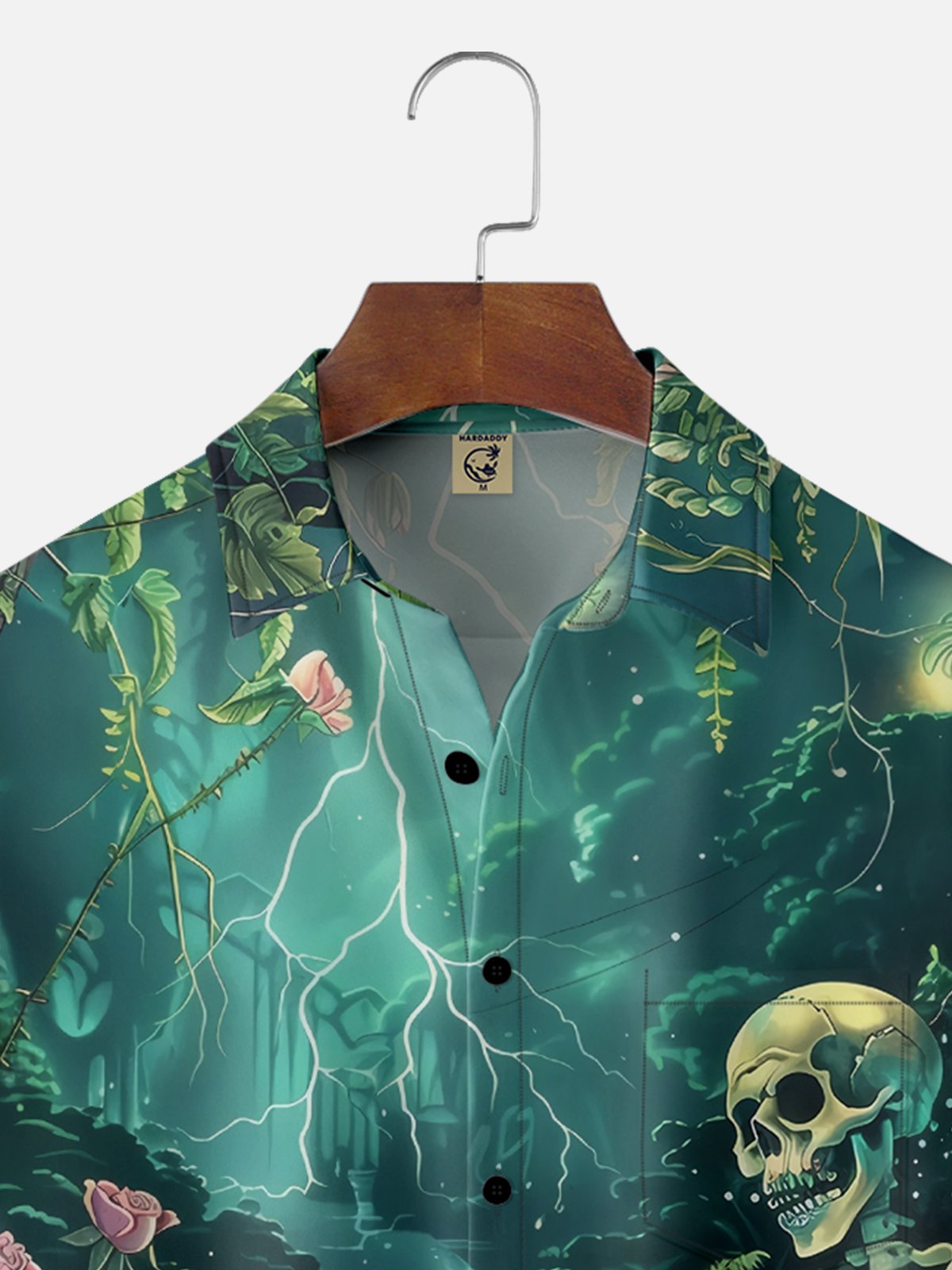 Moisture-wicking Skull Art Halloween Fun Chest Pocket Casual Shirt