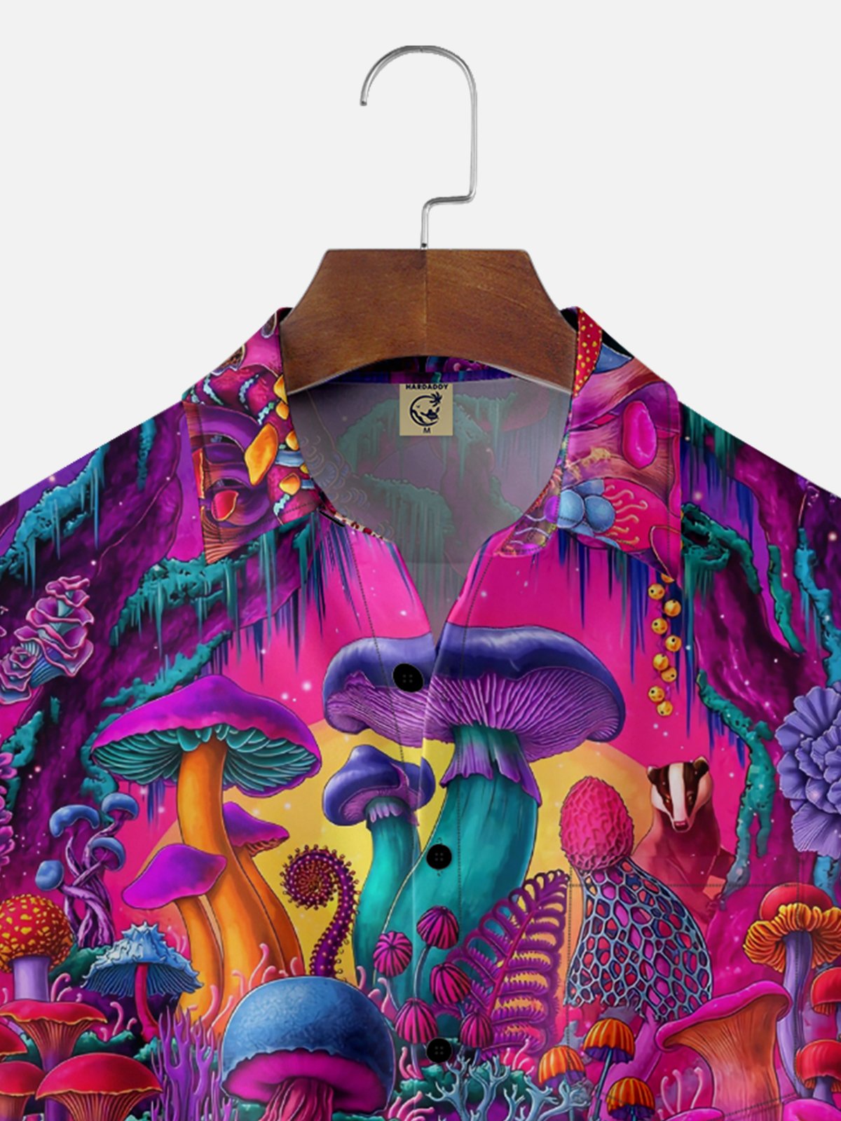 Moisture-wicking Hippie Mushroom Chest Pocket Casual Shirt