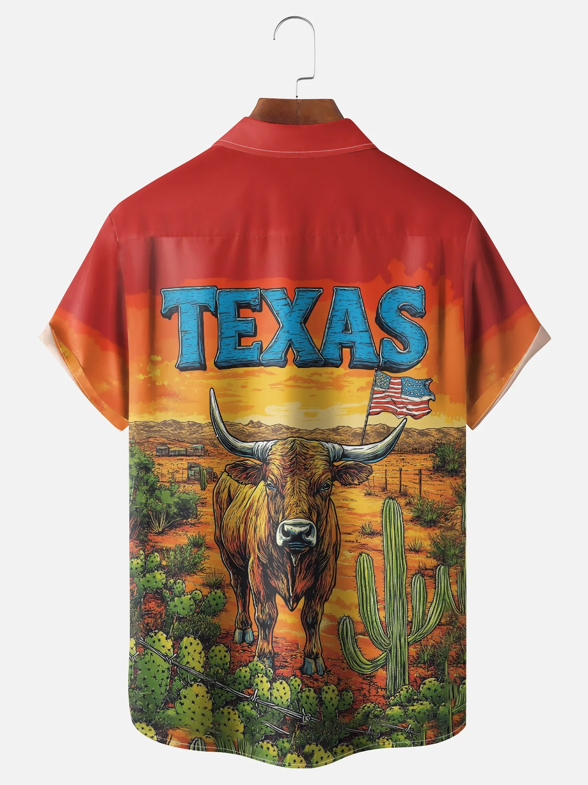 Moisture-wicking Western Texas Cattle Chest Pocket Casual Shirt