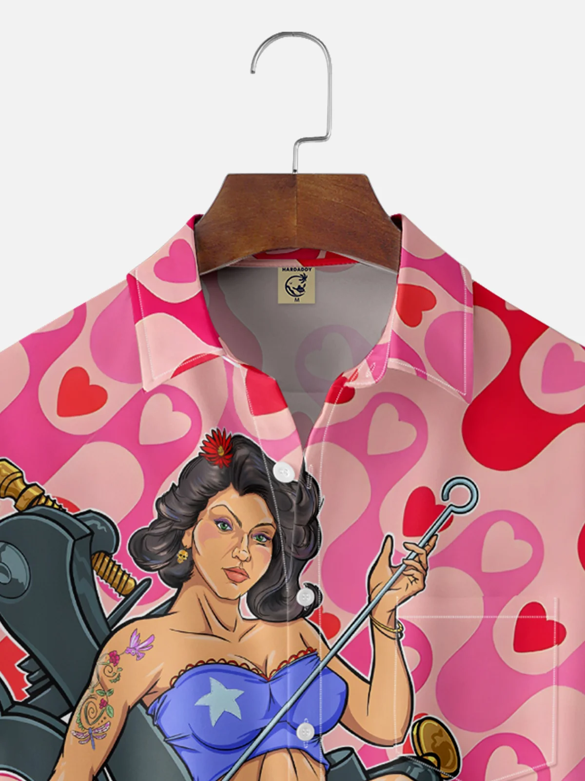 Hardaddy x John Nelson Moisture-wicking Vintage Nurse Art Illustration Chest Pocket Hawaiian Shirt