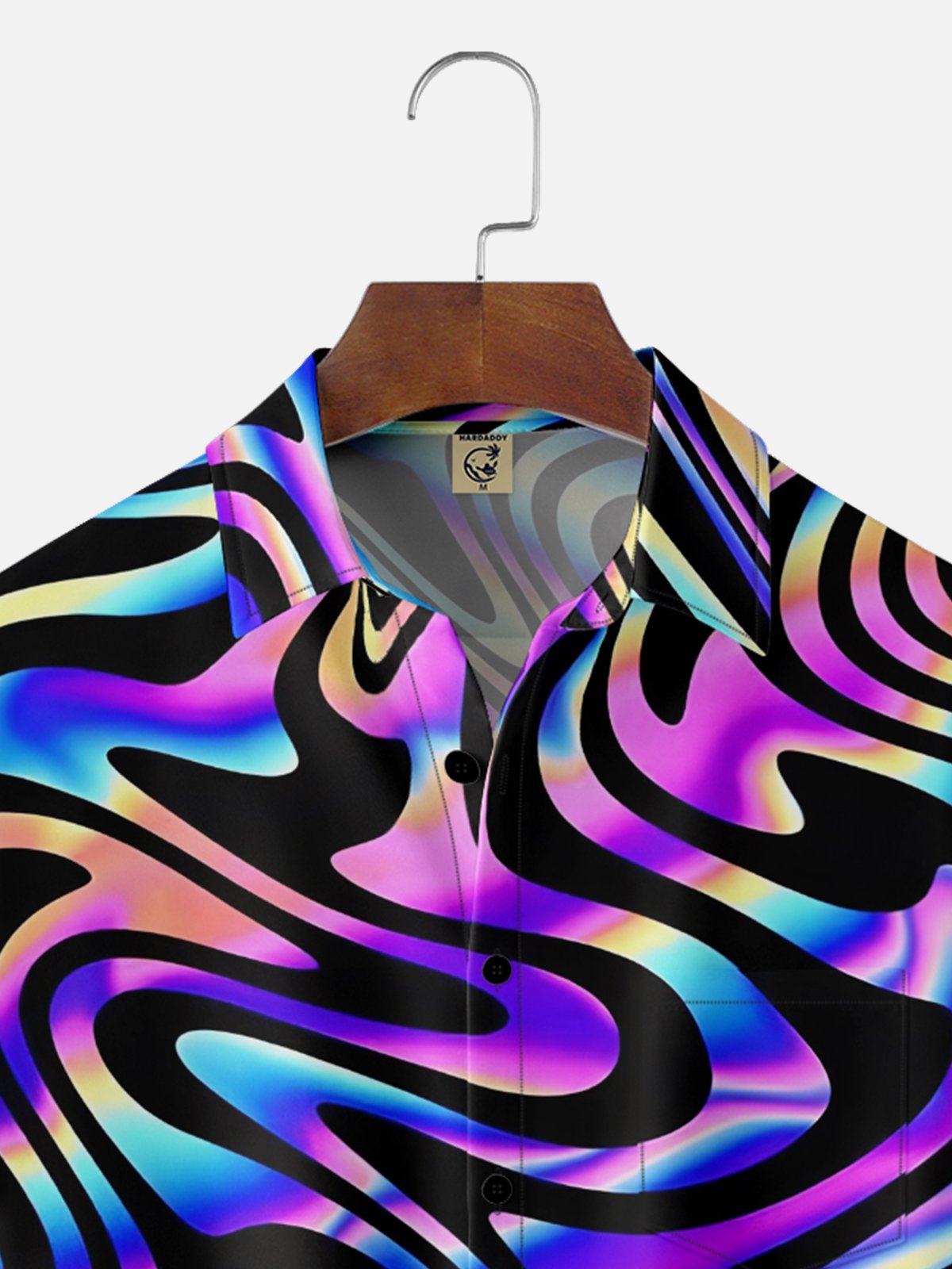 Moisture-wicking Artistic Abstract Gradient Chest Pocket Casual Shirt