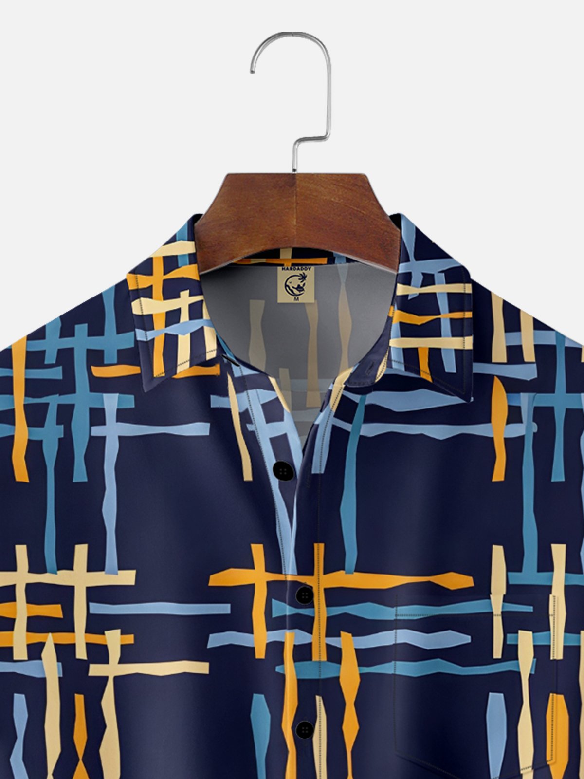 Moisture-wicking Geometric Abstract Stripes Chest Pocket Casual Shirt