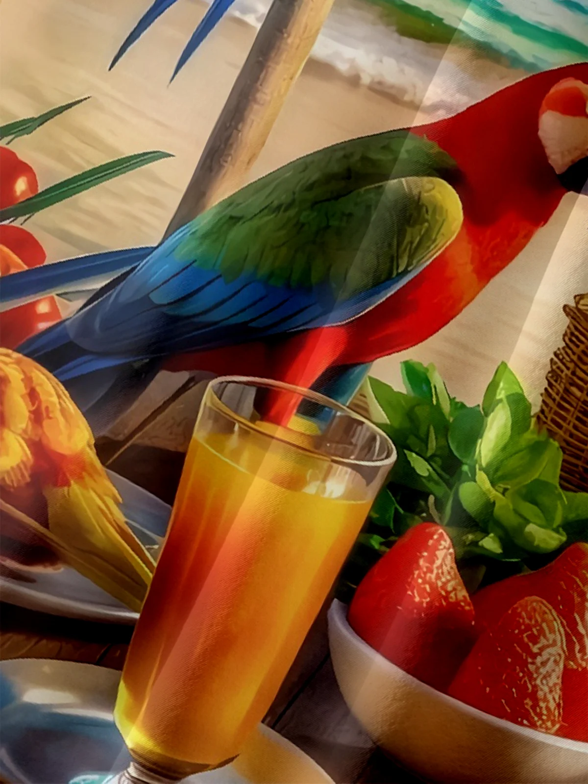 Moisture-wicking Funny Parrot Beach Party Chest Pocket Hawaiian Shirt