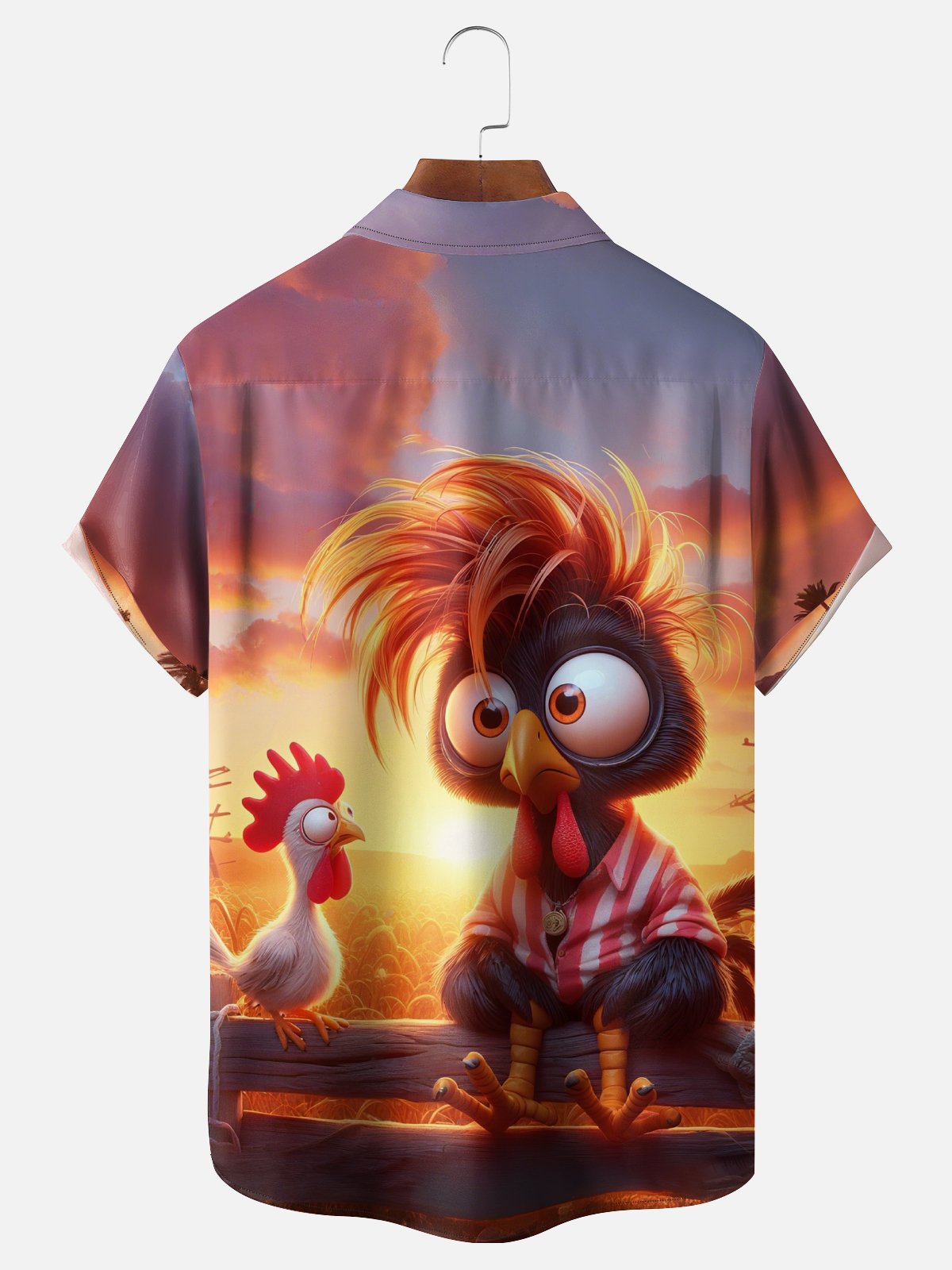 Moisture-wicking Funny Early Chicken Chest Pocket Hawaiian Shirt