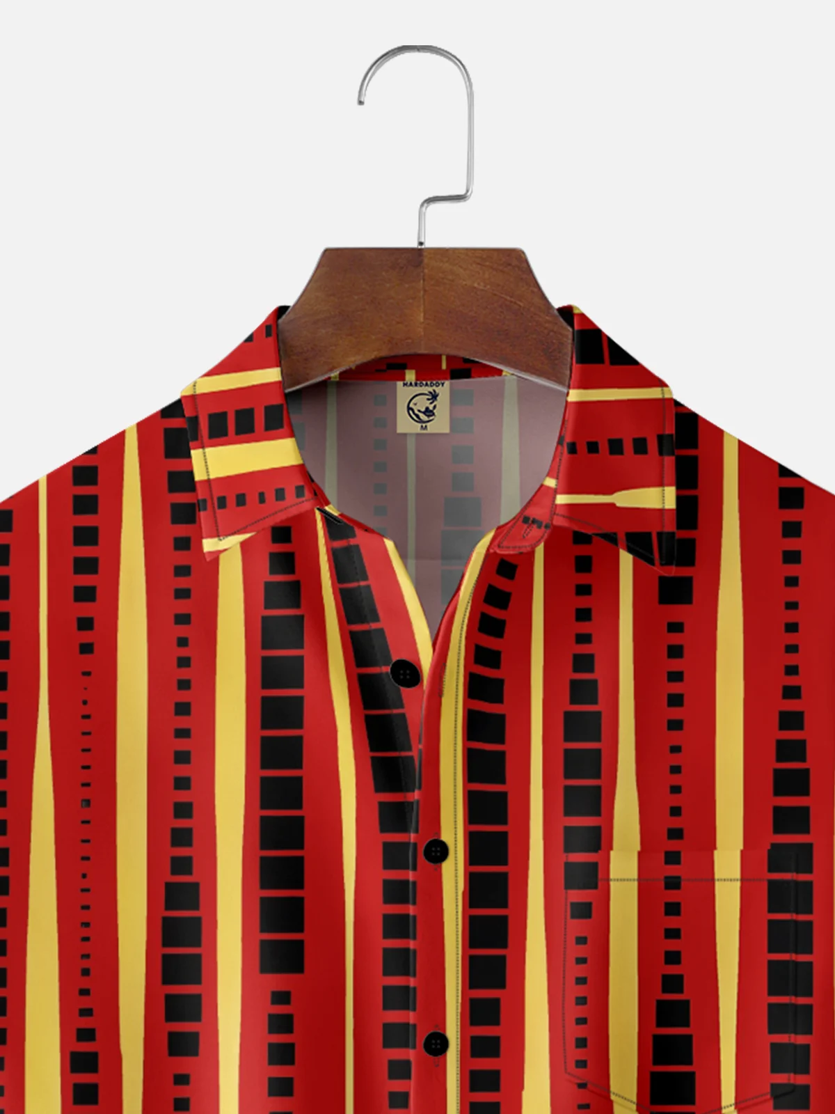 Moisture-wicking Geometric Abstract Stripes Chest Pocket Casual Shirt